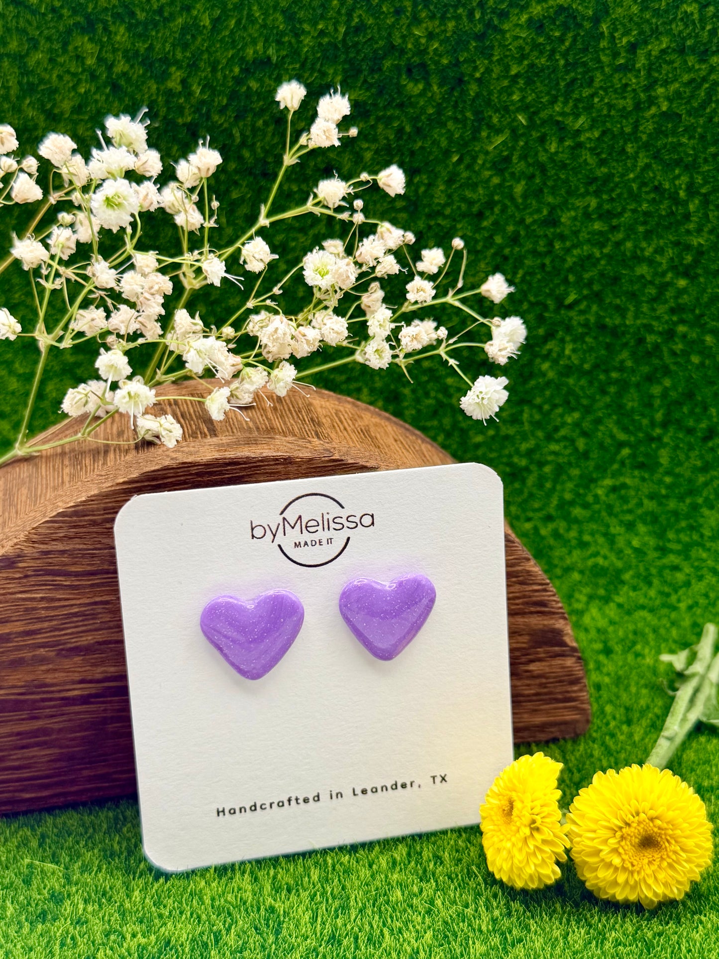 Purple Heart Stud Earrings
