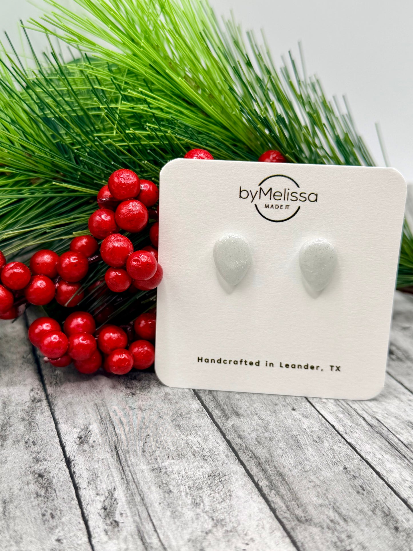 White and Silver Teardrop Stud Earring