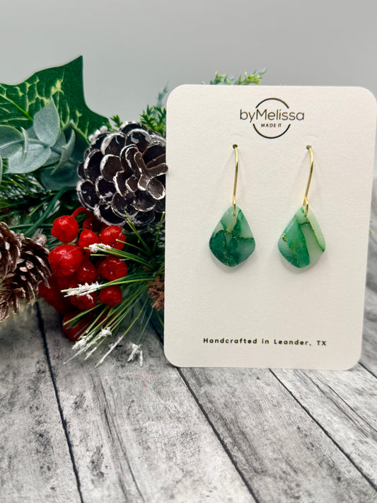 Green and Gold Petite Kite Drop Earrings