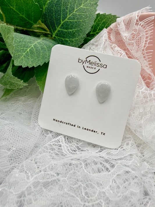 White and Silver Teardrop Stud Earring