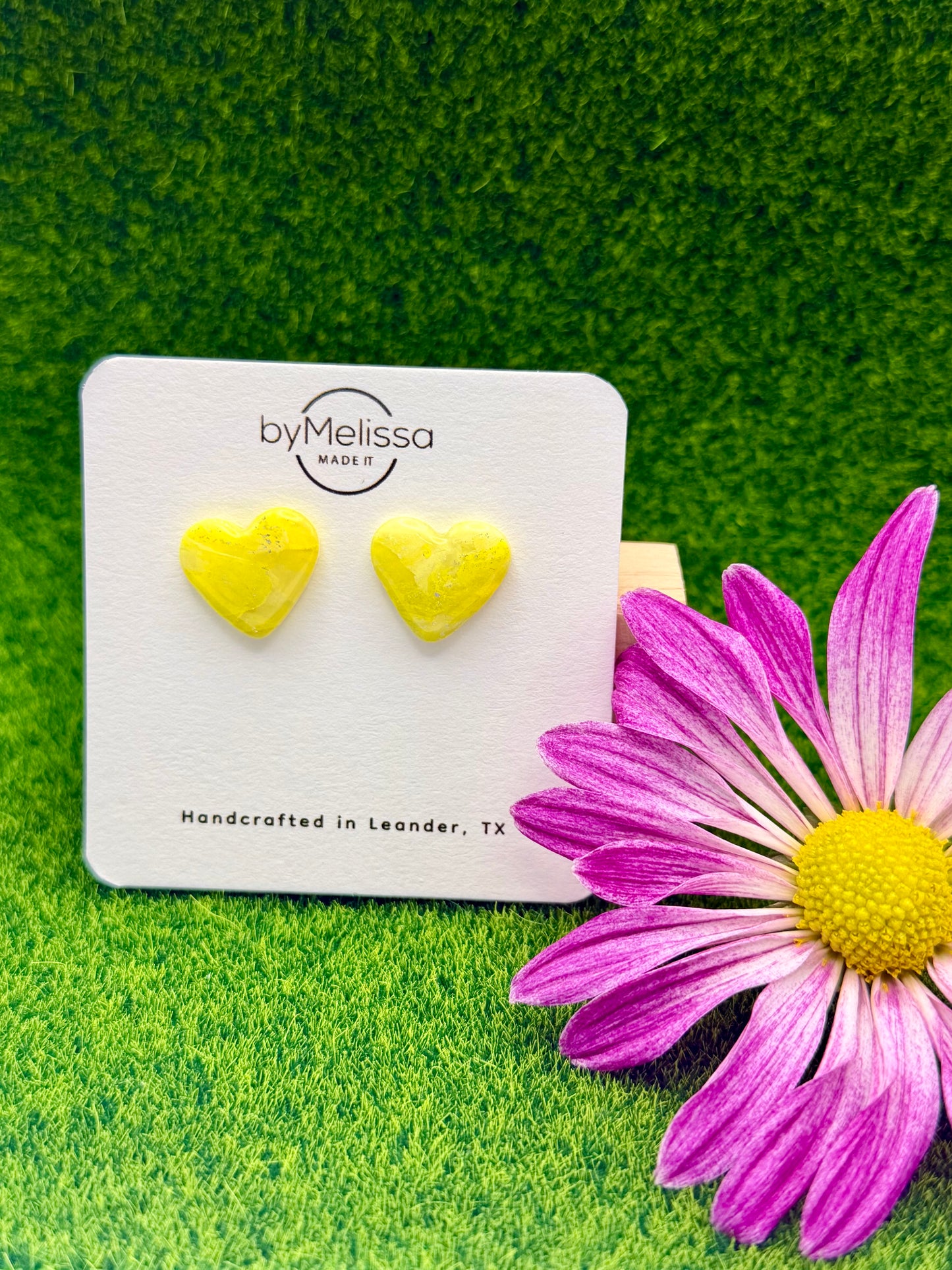 Yellow Heart Stud Earrings