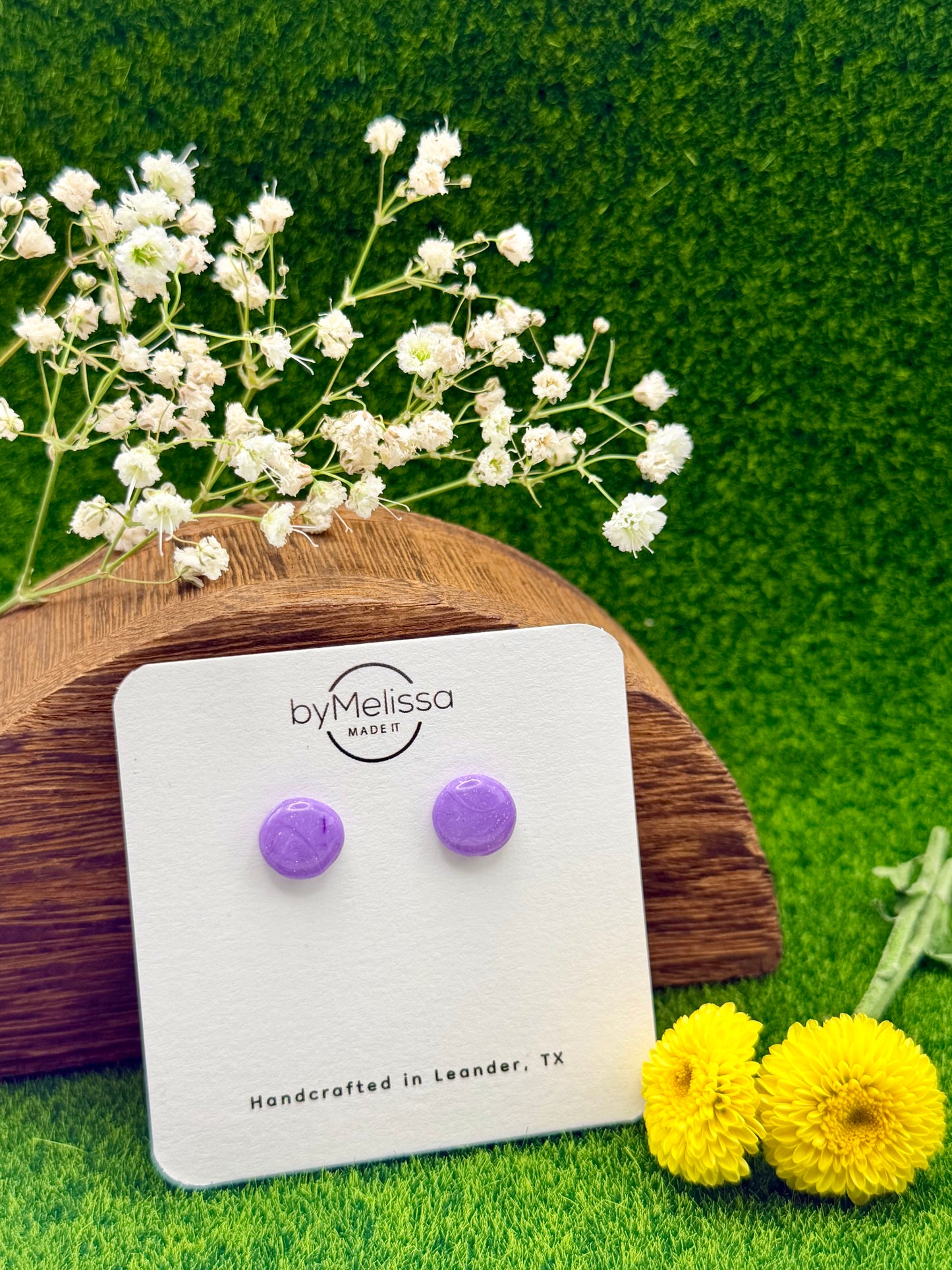 Purple Small Circle Stud Earrings
