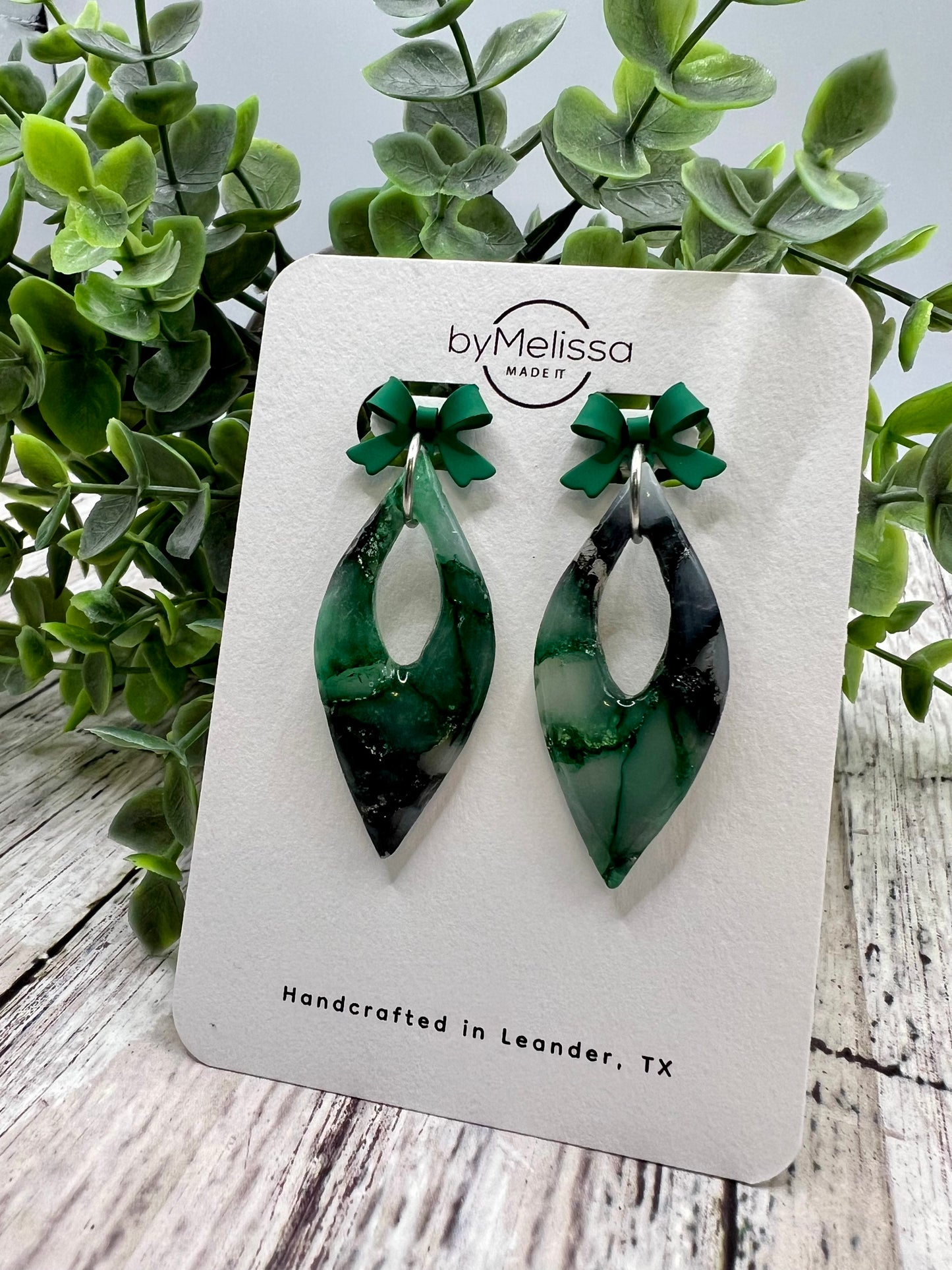 Cedar Park High School earrings, green and black CPHS spirit jewelry, Timberwolves game day accessory