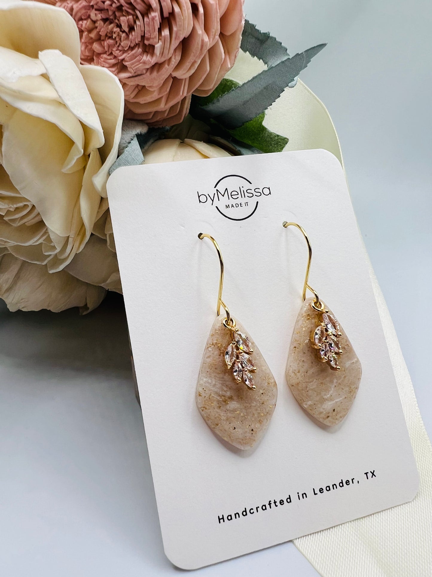 Gold Leaf Cubic Zirconia Charm