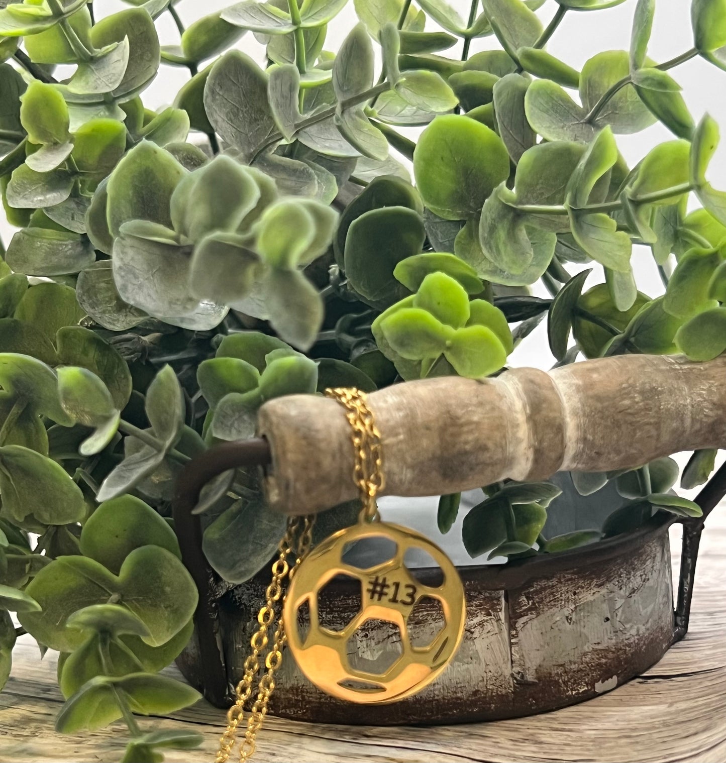 Engraved Soccer Pendant Necklace