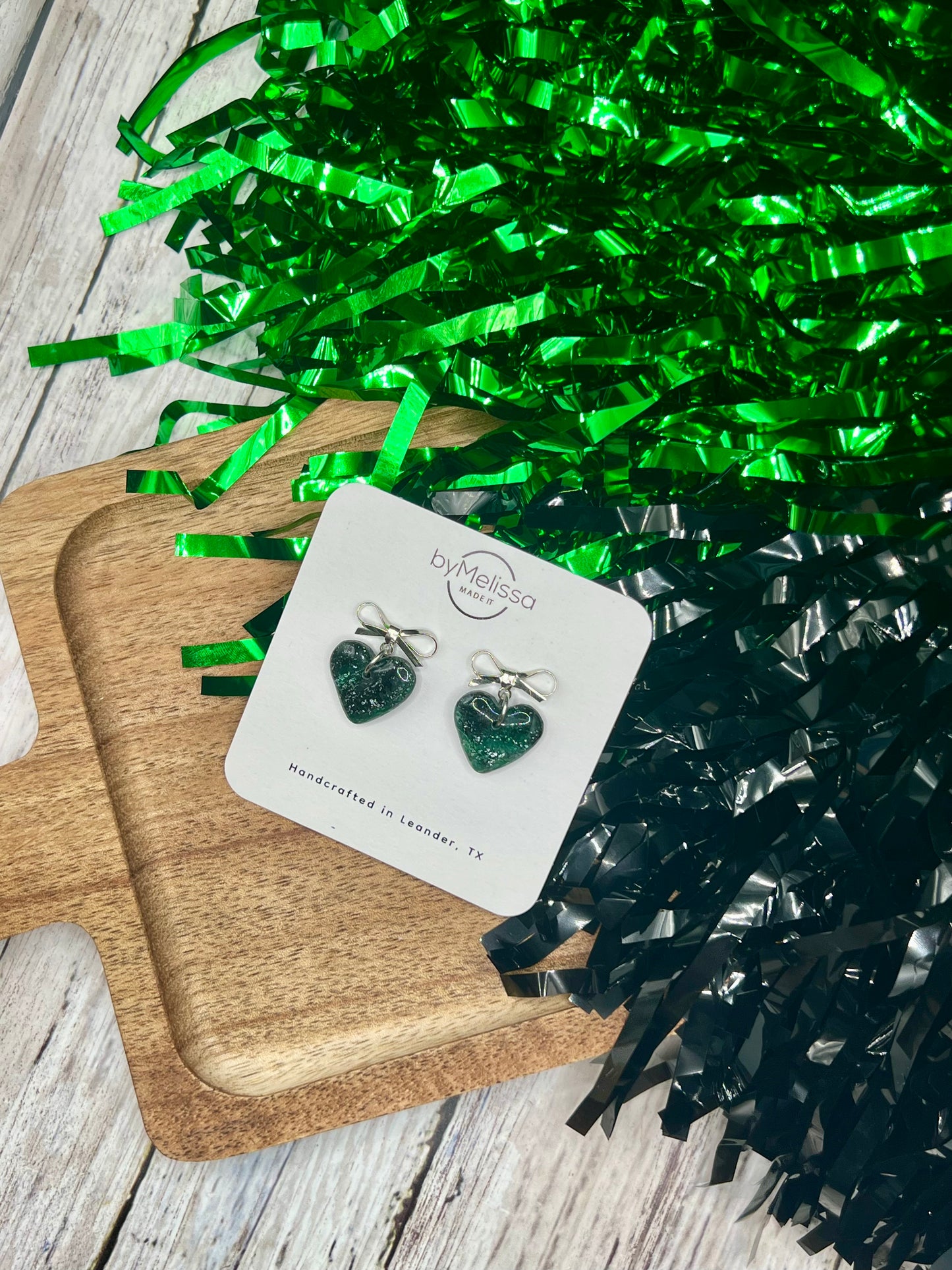 Cedar Park High School earrings, green and black CPHS spirit jewelry, Timberwolves game day accessory