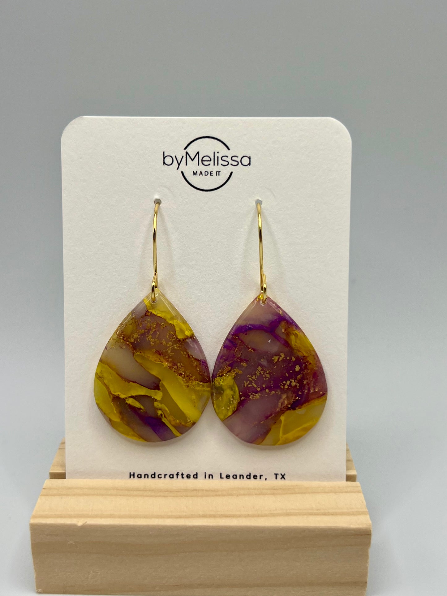 Liberty Hill Panther spirit wear earrings in purple and gold