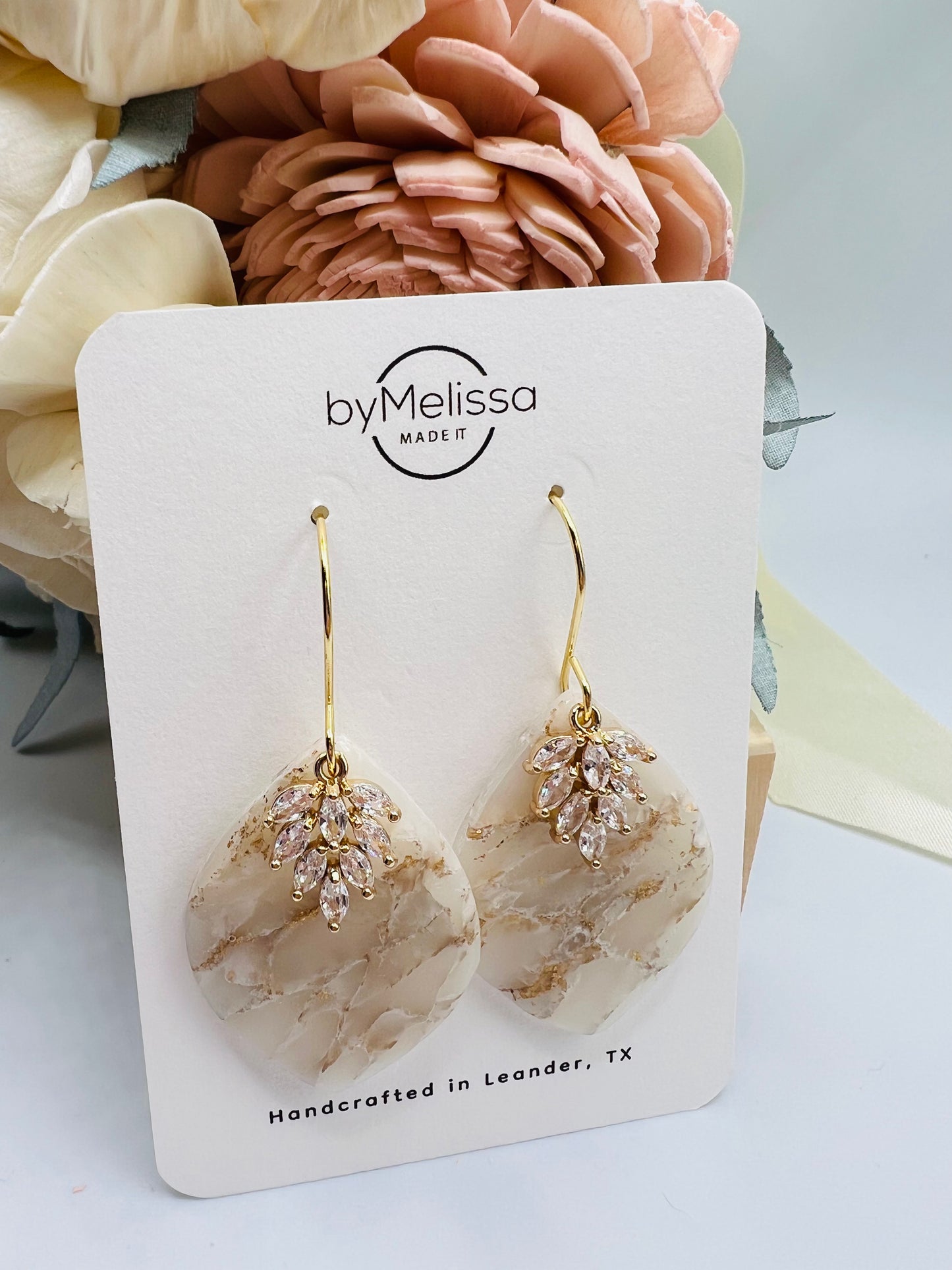 Gold Feather Cubic Zirconia Charm