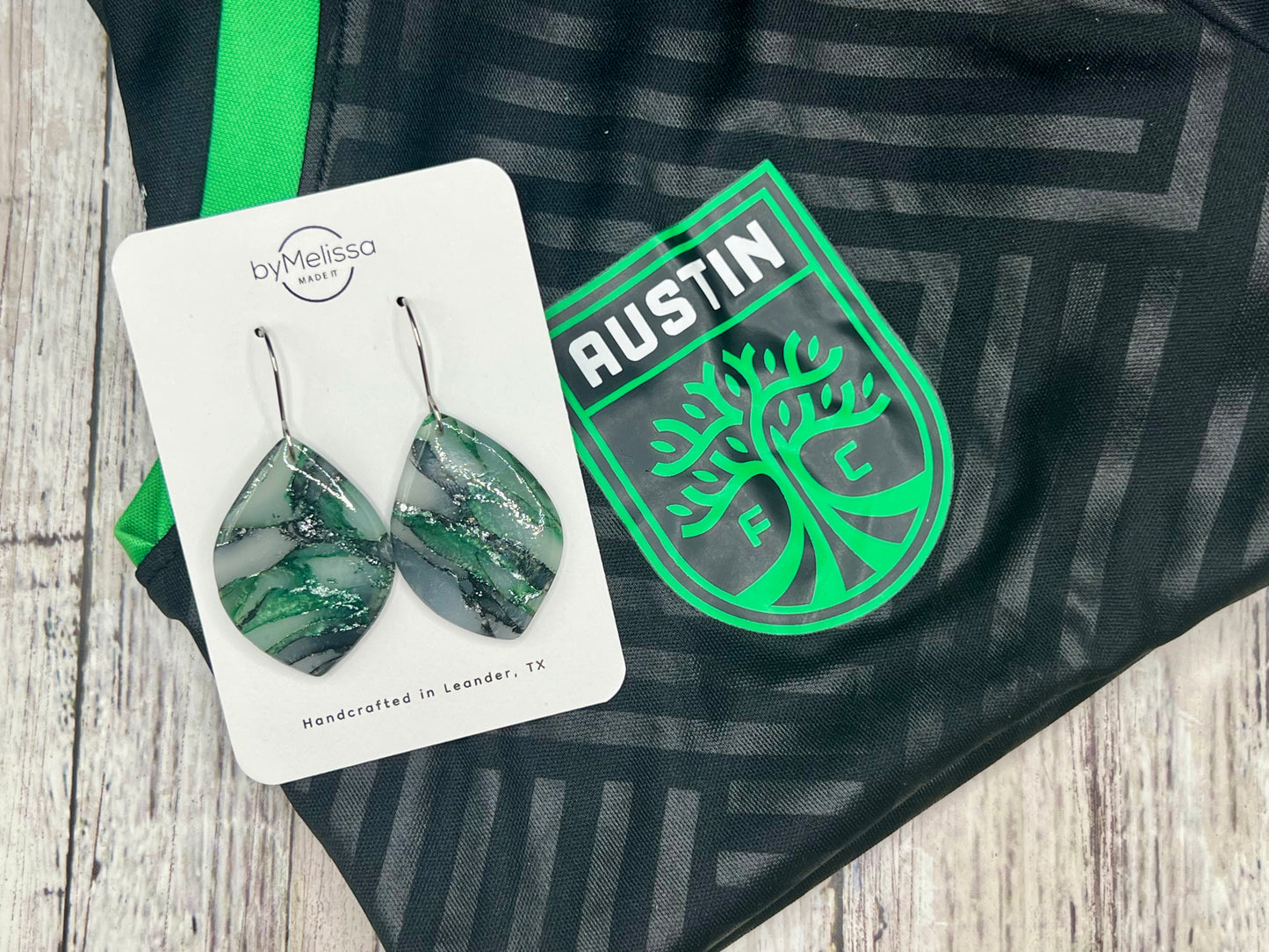 Cedar Park High School earrings, green and black CPHS spirit jewelry, Timberwolves game day accessory