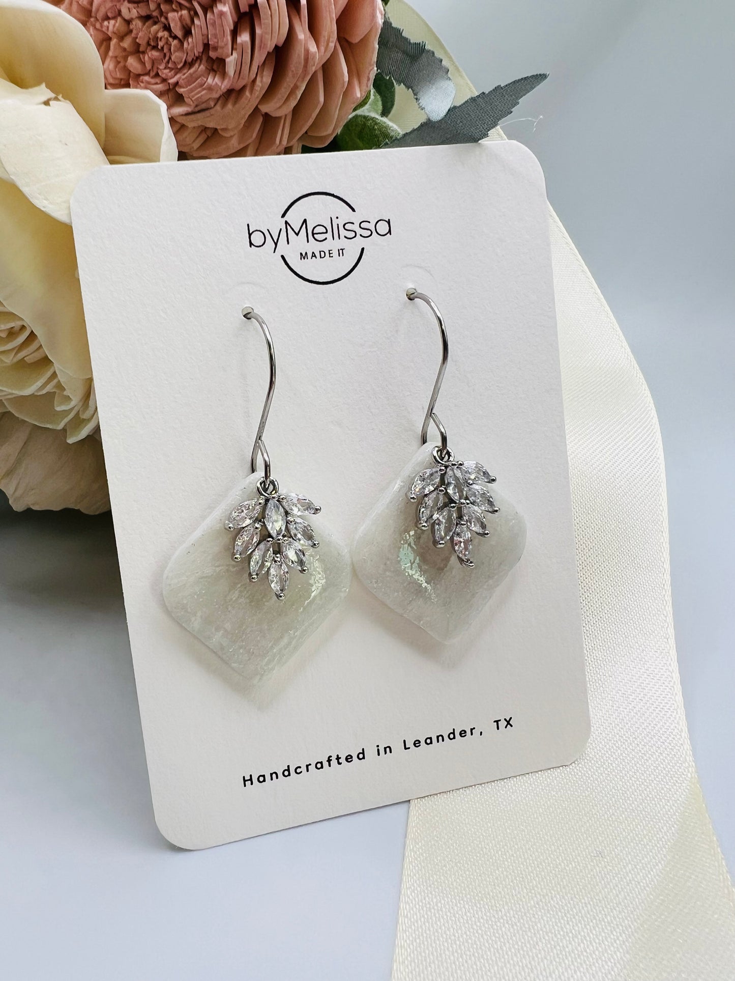 Silver Feather Cubic Zirconia Charm