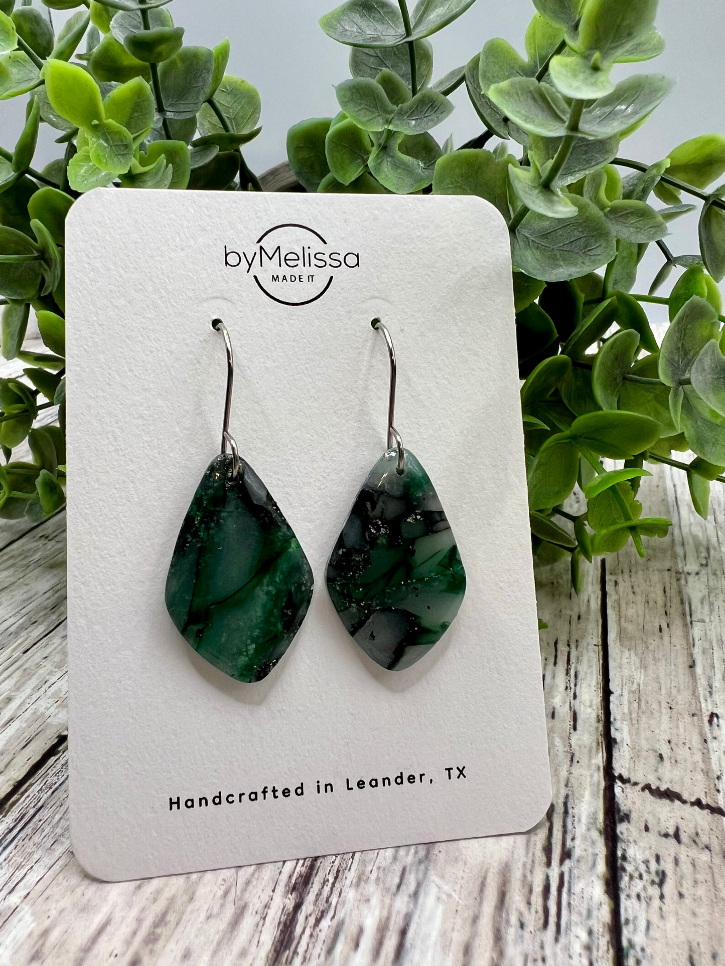 Cedar Park High School earrings, green and black CPHS spirit jewelry, Timberwolves game day accessory