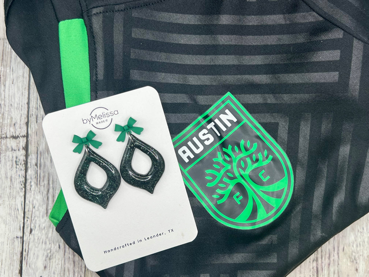 Cedar Park High School earrings, green and black CPHS spirit jewelry, Timberwolves game day accessory