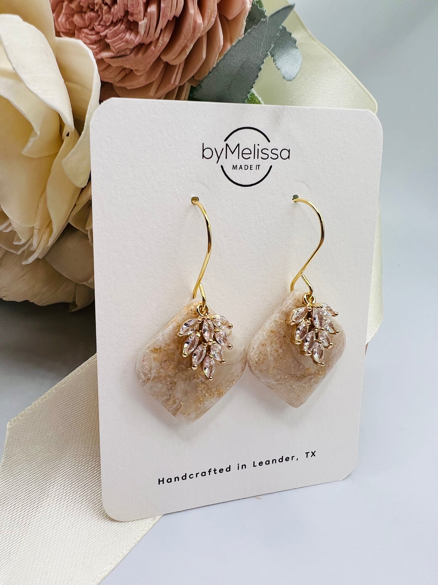Gold Feather Cubic Zirconia Charm