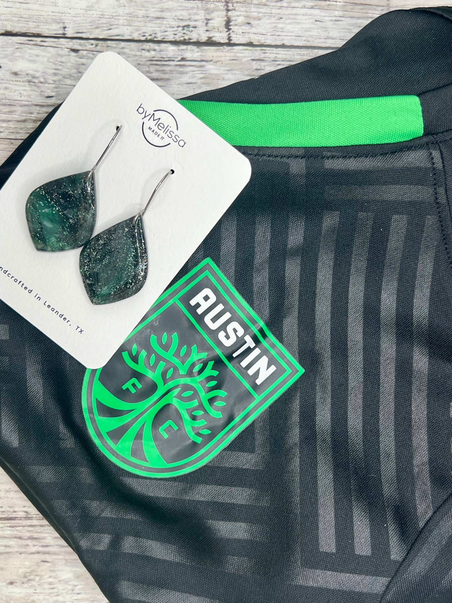 Cedar Park High School earrings, green and black CPHS spirit jewelry, Timberwolves game day accessory