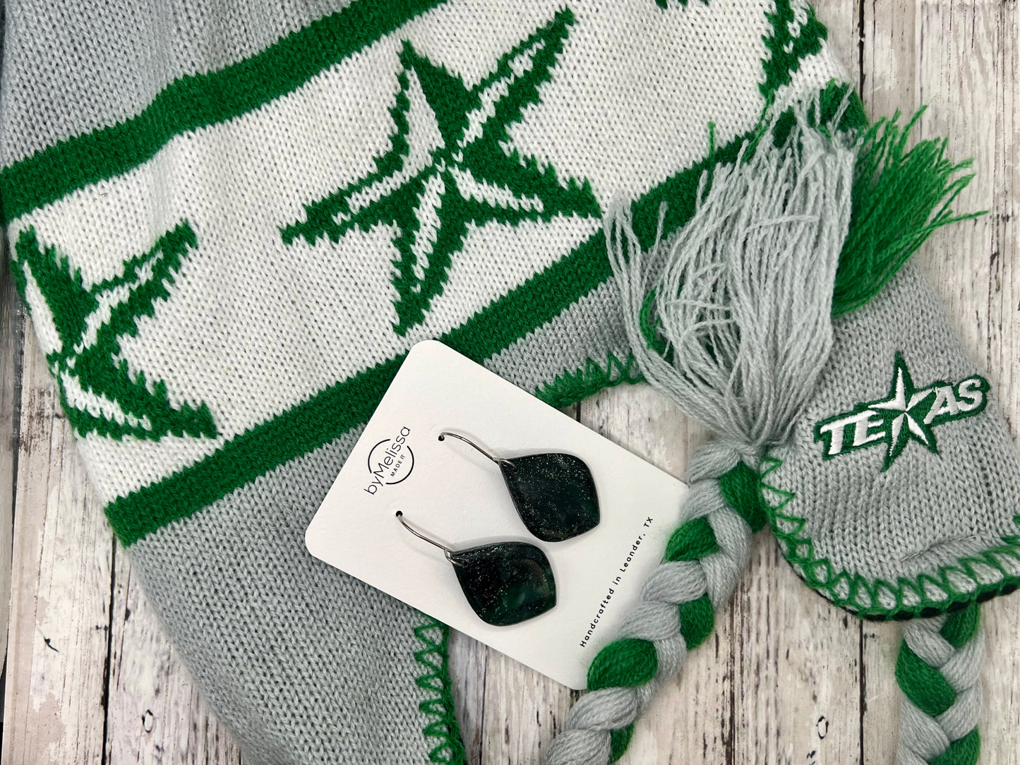 Cedar Park High School earrings, green and black CPHS spirit jewelry, Timberwolves game day accessory