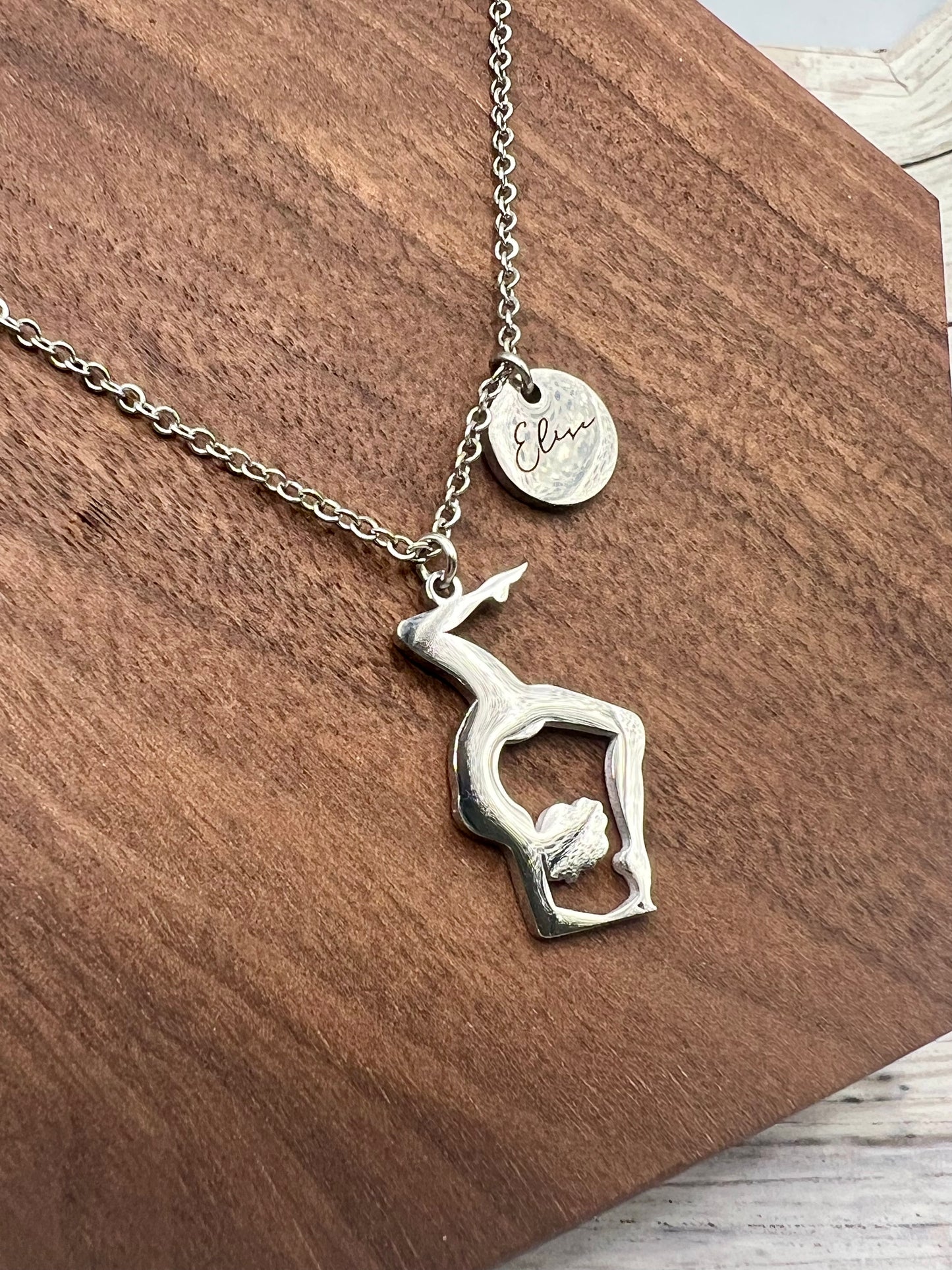 Engraved Gymnastics Pendant Necklace