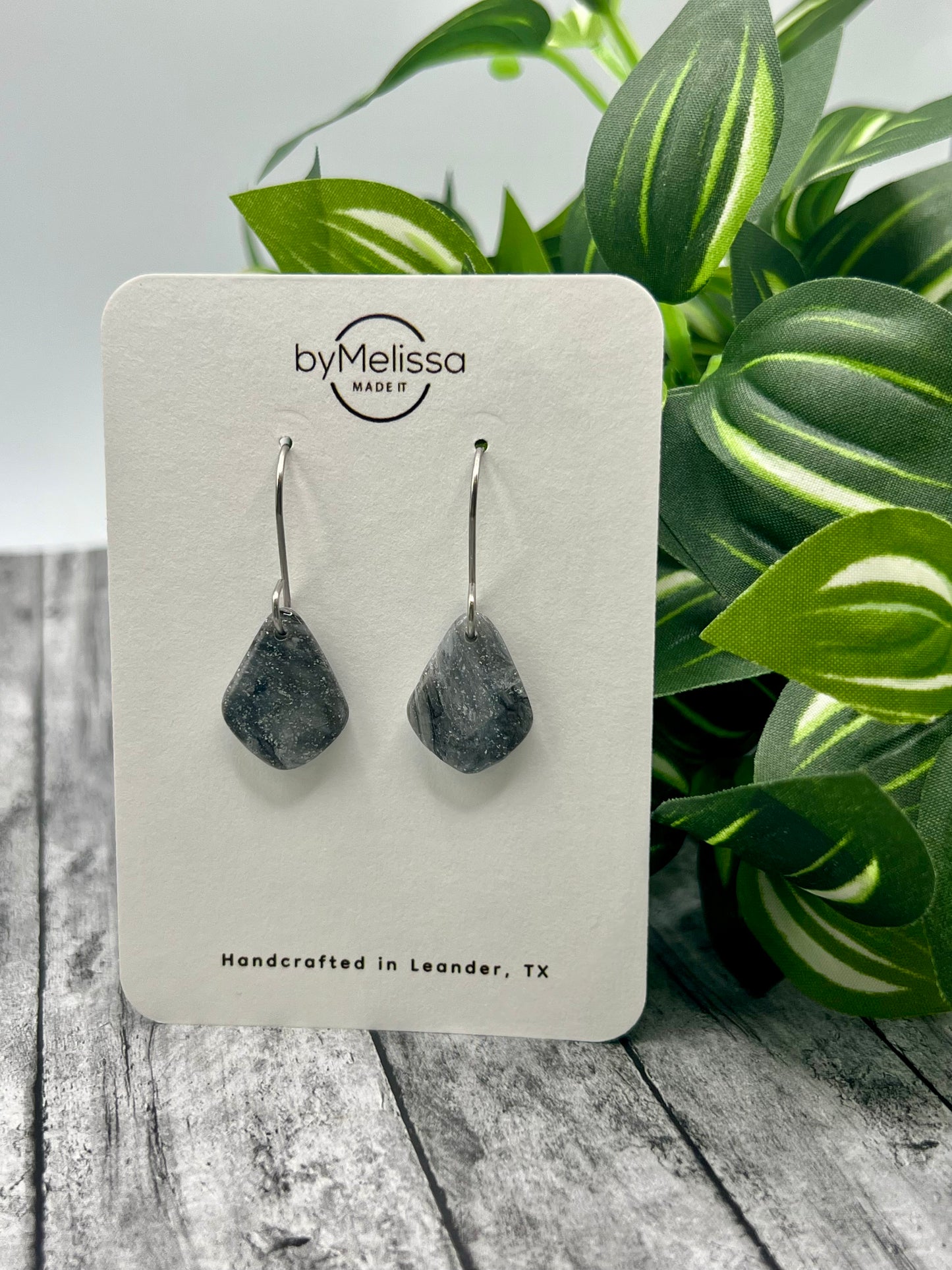 Black and White Petite Kite Drop Earrings in Silver
