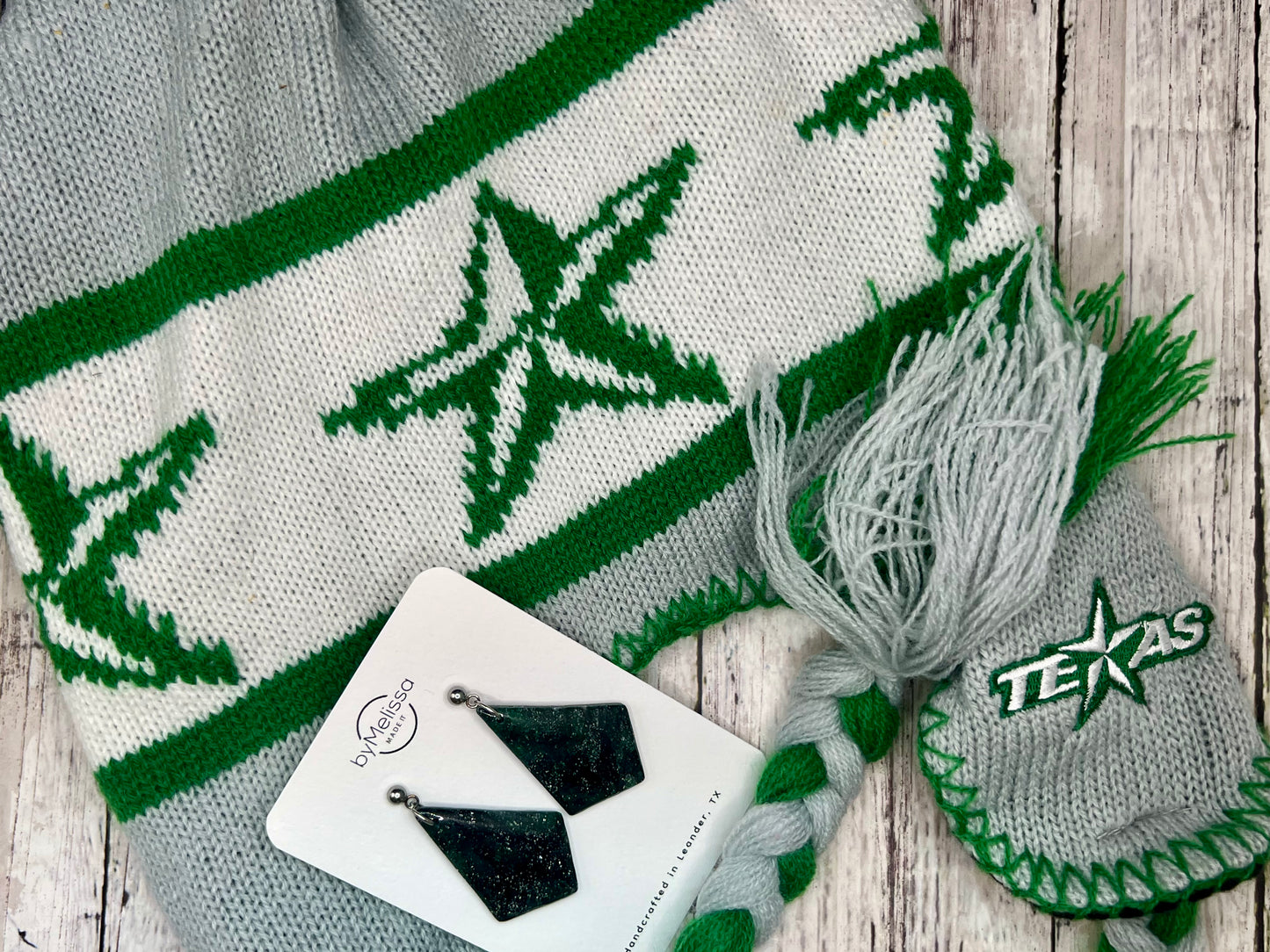 Cedar Park High School earrings, green and black CPHS spirit jewelry, Timberwolves game day accessory