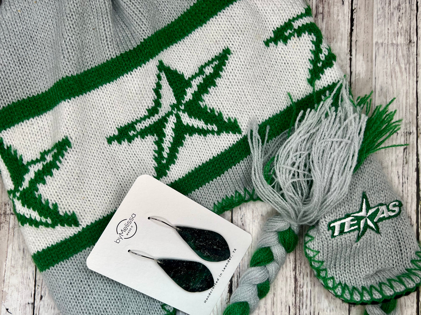 Cedar Park High School earrings, green and black CPHS spirit jewelry, Timberwolves game day accessory