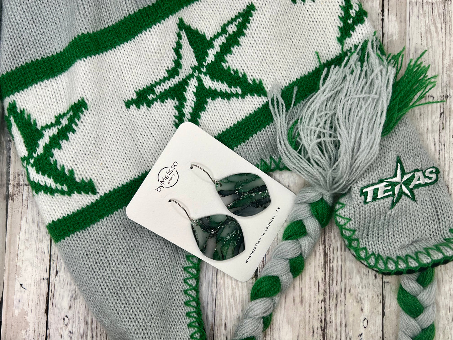 Cedar Park High School earrings, green and black CPHS spirit jewelry, Timberwolves game day accessory