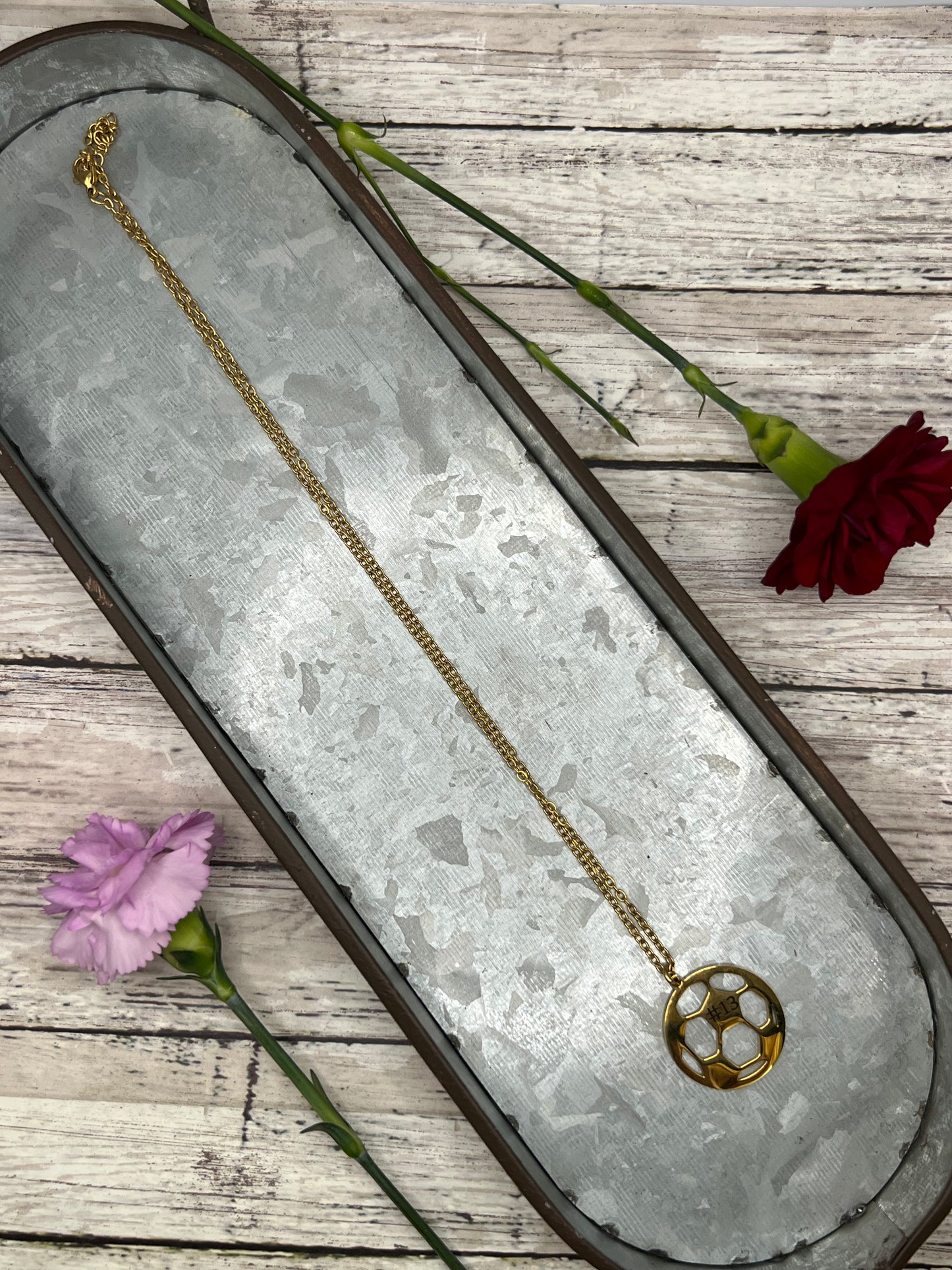 Engraved Soccer Pendant Necklace
