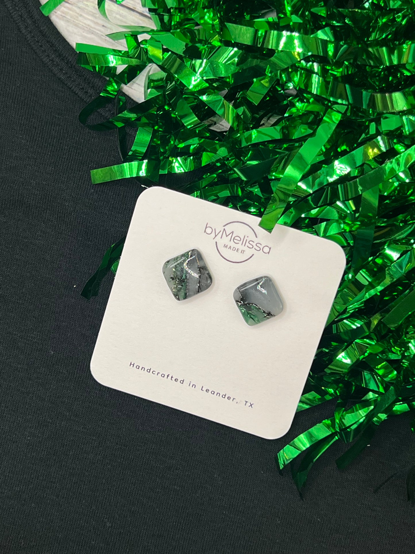 Cedar Park High School earrings, green and black CPHS spirit jewelry, Timberwolves game day accessory