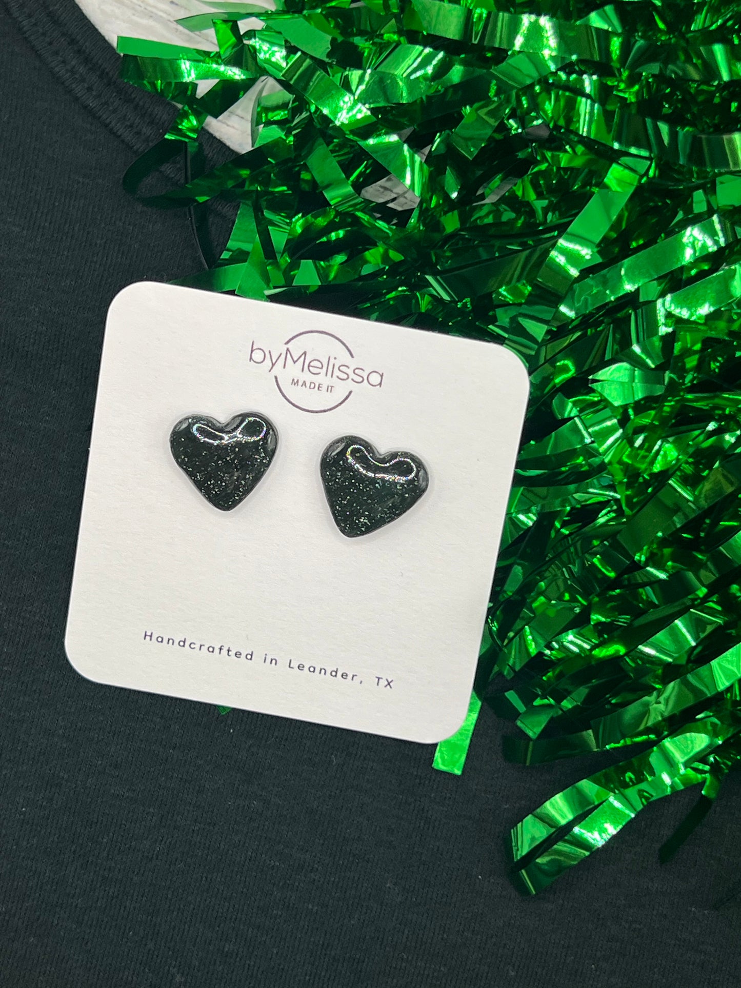 Cedar Park High School earrings, green and black CPHS spirit jewelry, Timberwolves game day accessory