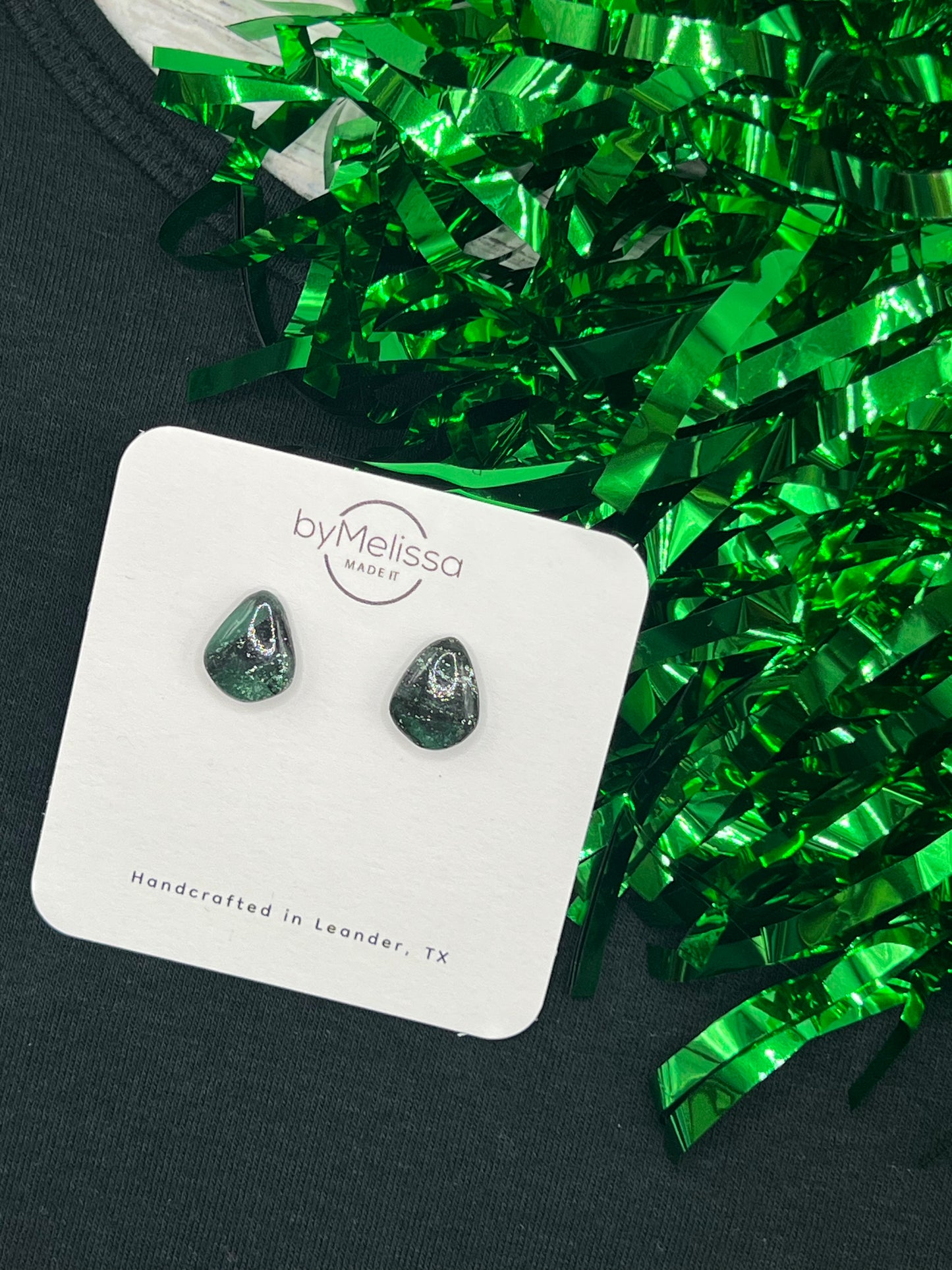 Cedar Park High School earrings, green and black CPHS spirit jewelry, Timberwolves game day accessory