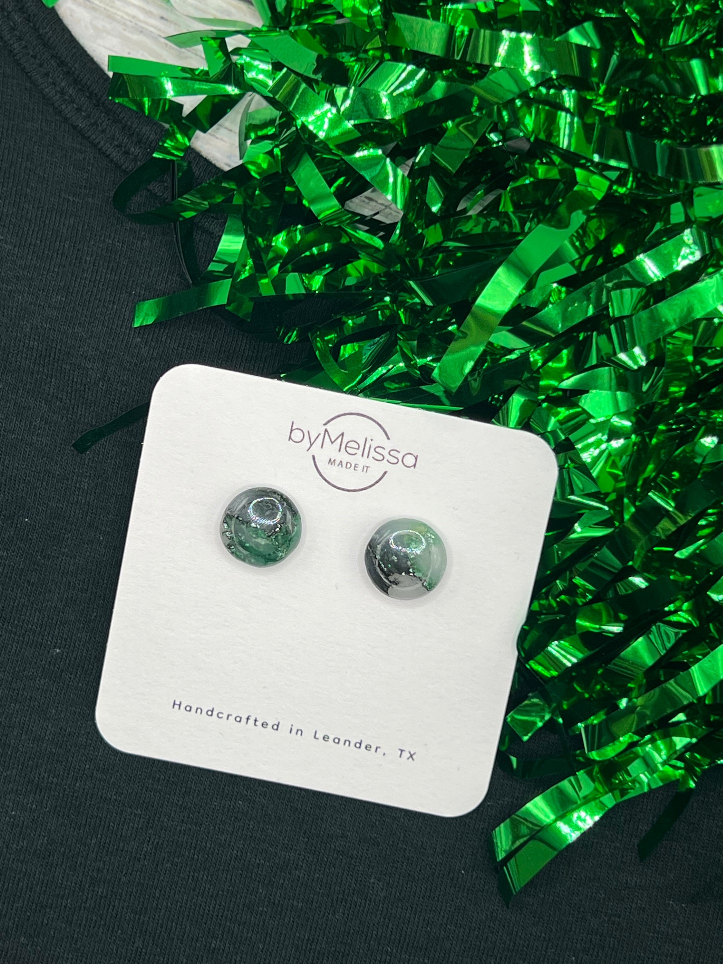 Cedar Park High School earrings, green and black CPHS spirit jewelry, Timberwolves game day accessory