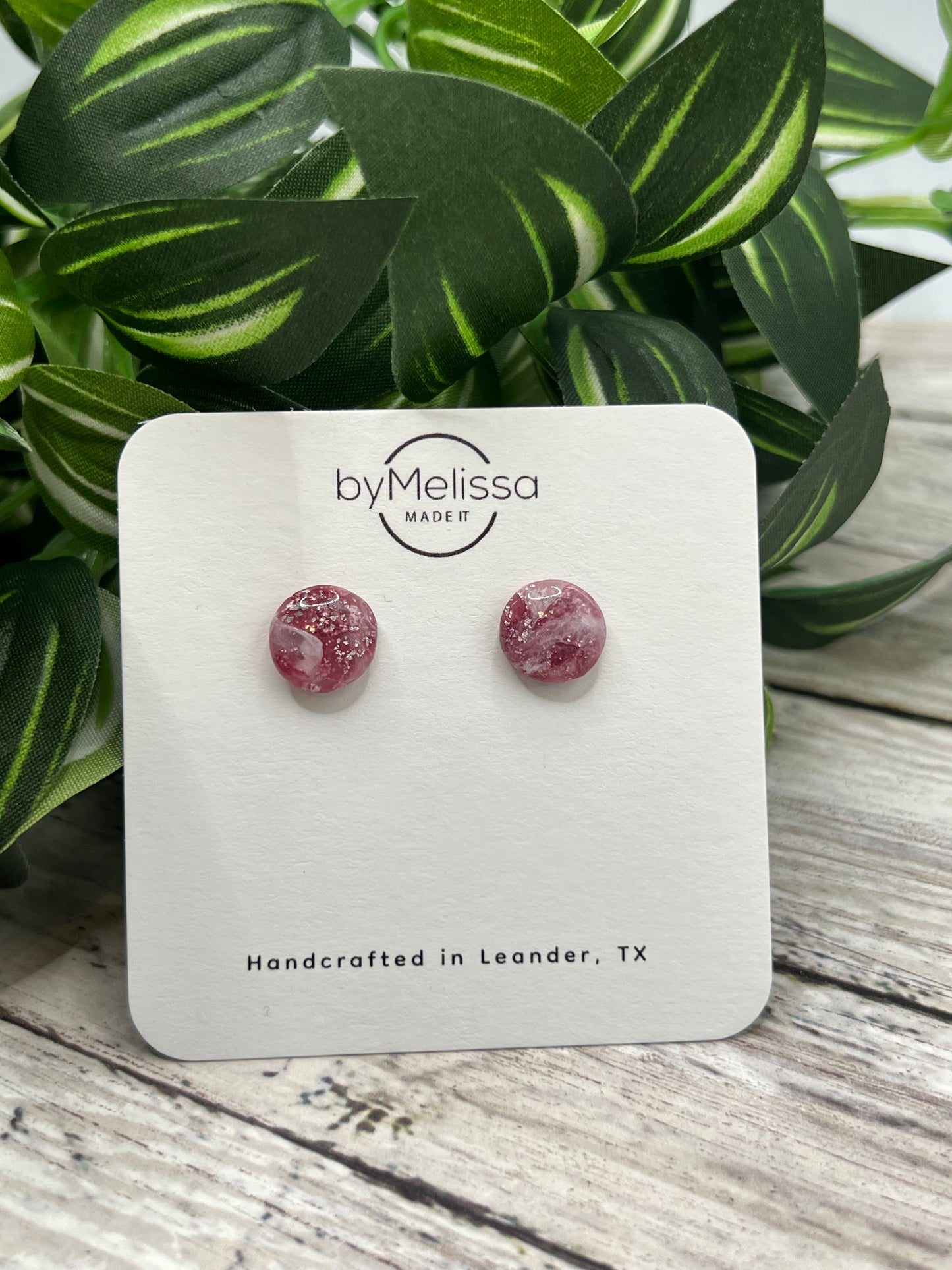 Maroon, Pink, and White Small Circle Stud Earrings