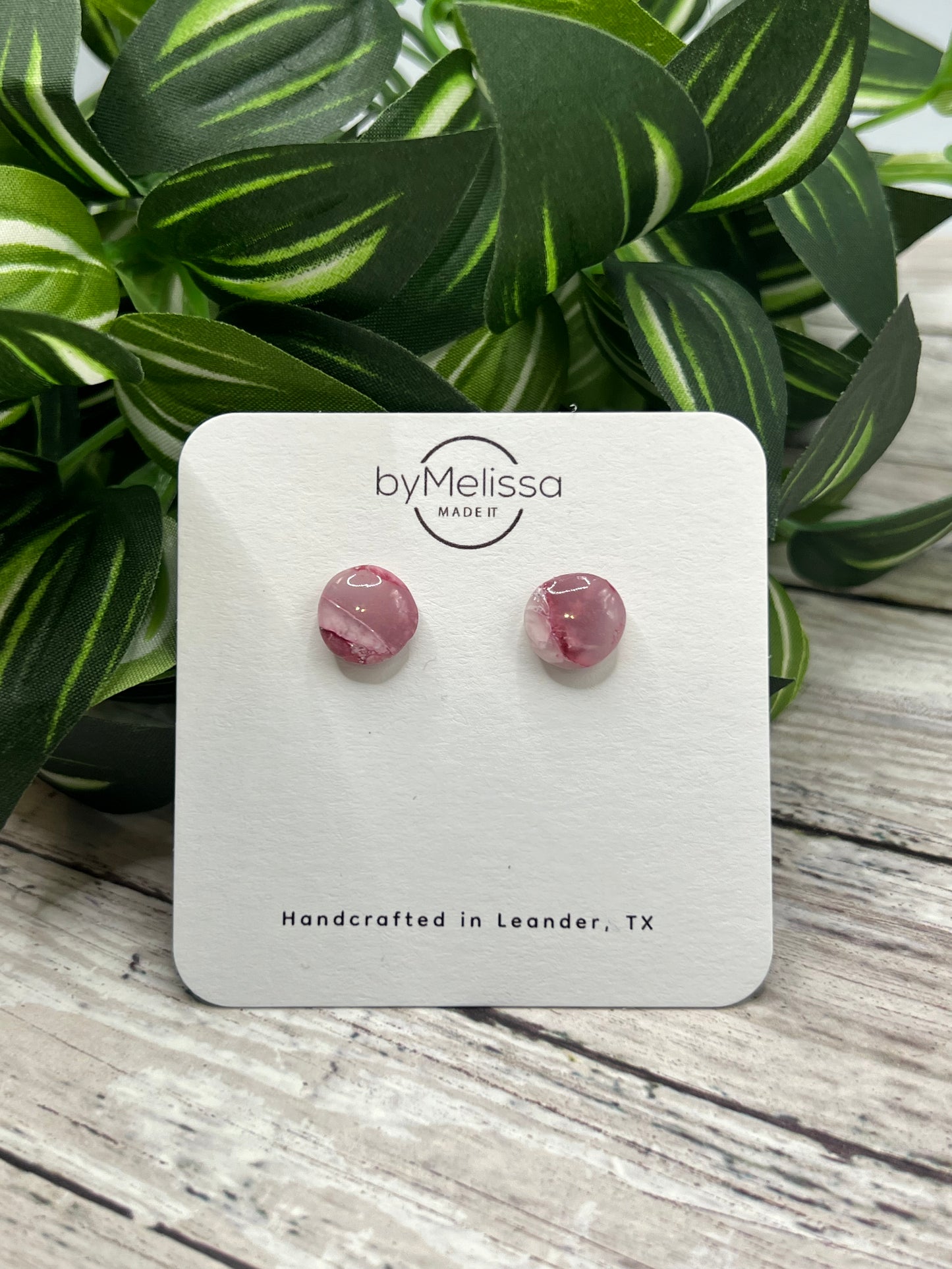 Maroon, Pink, and White Small Circle Stud Earrings