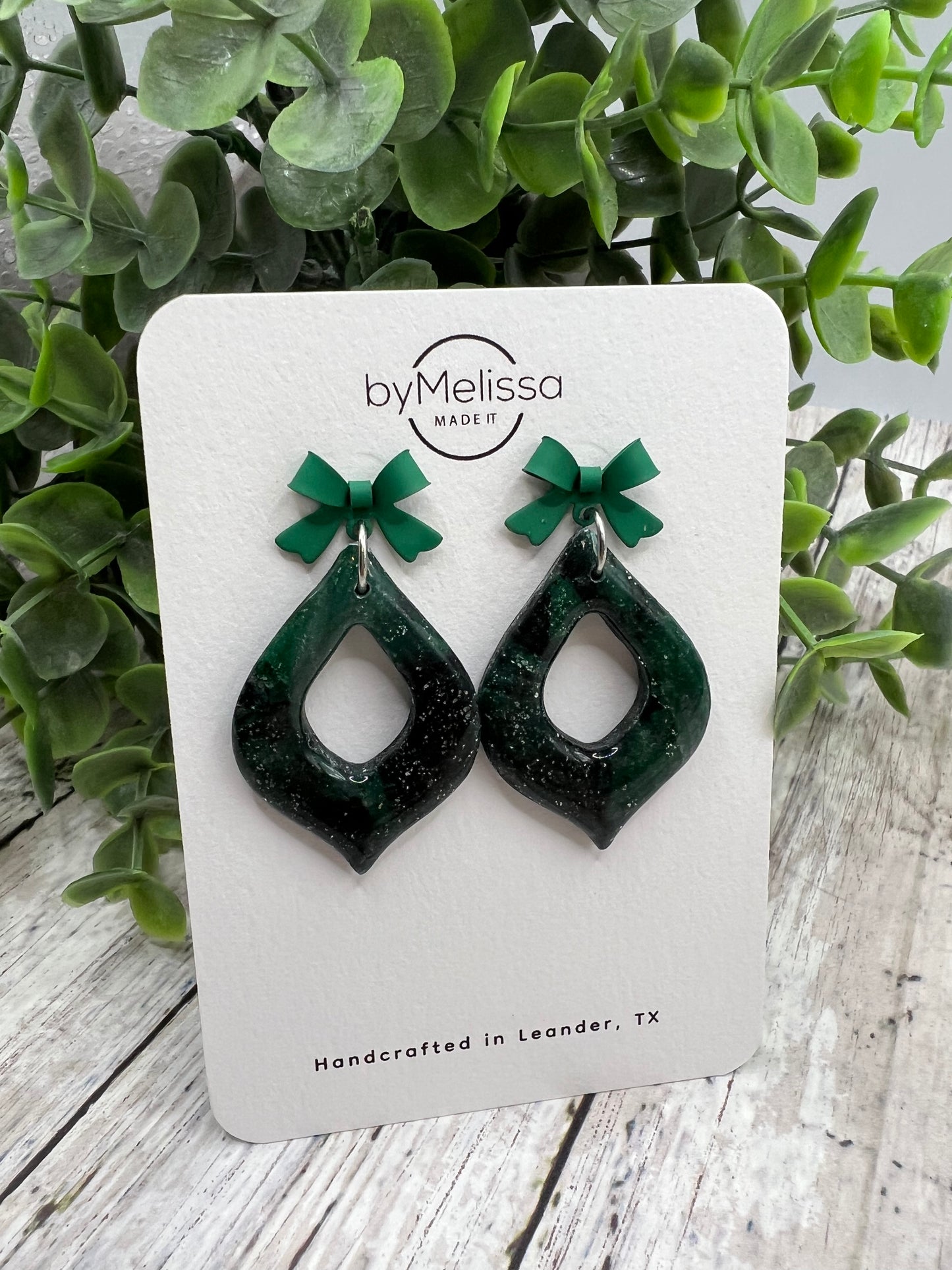 Cedar Park High School earrings, green and black CPHS spirit jewelry, Timberwolves game day accessory