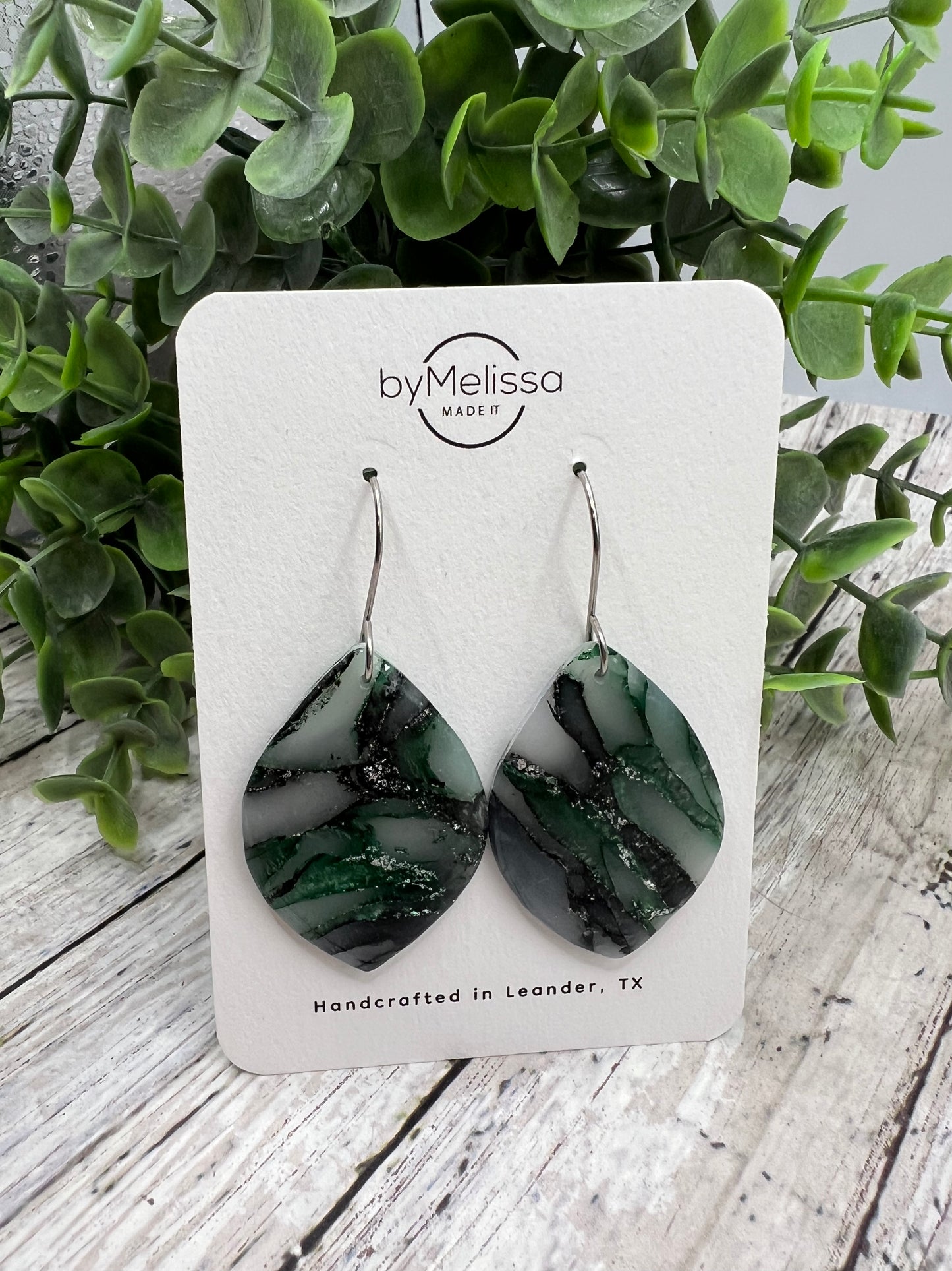 Cedar Park High School earrings, green and black CPHS spirit jewelry, Timberwolves game day accessory