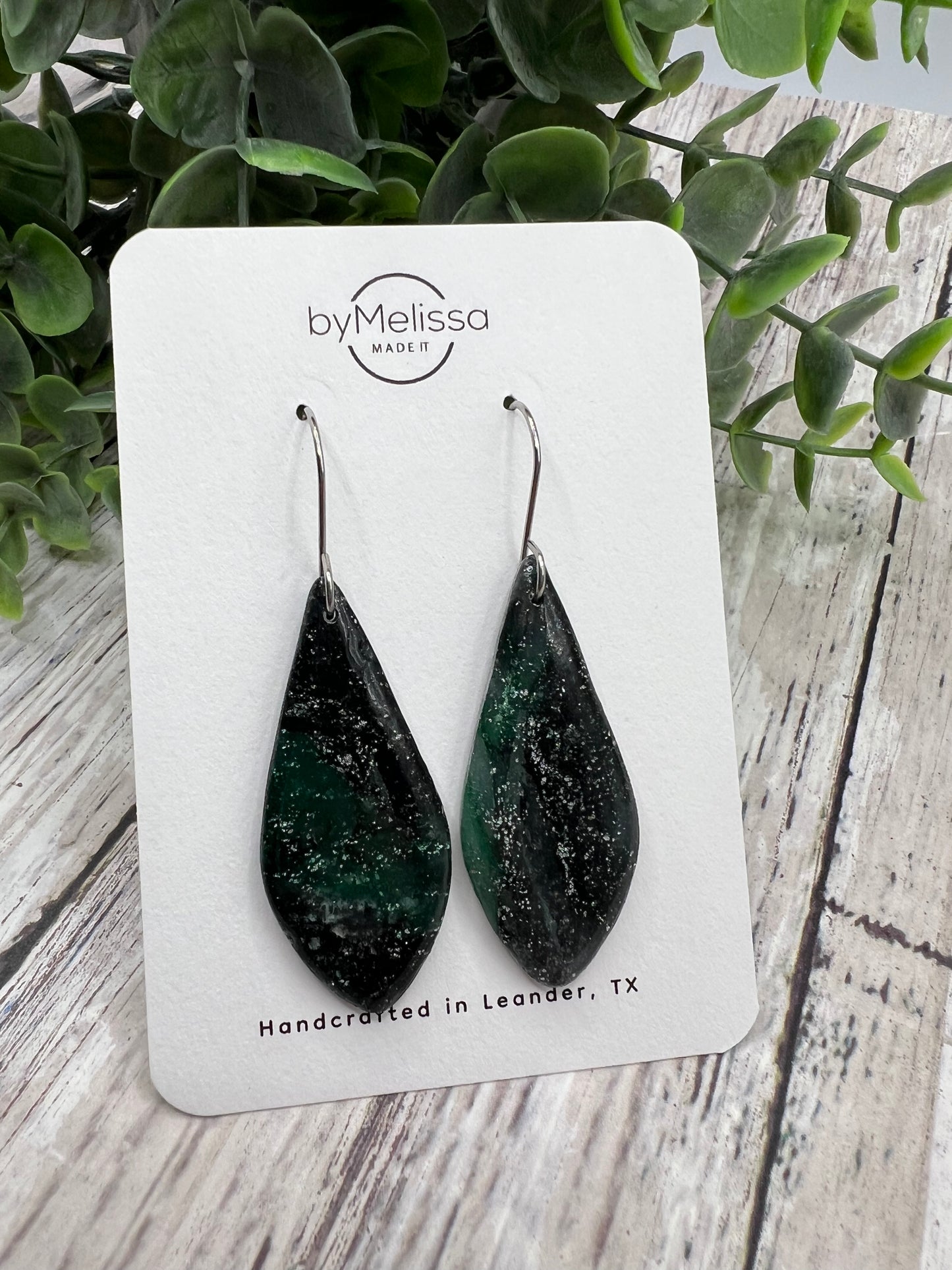 Cedar Park High School earrings, green and black CPHS spirit jewelry, Timberwolves game day accessory