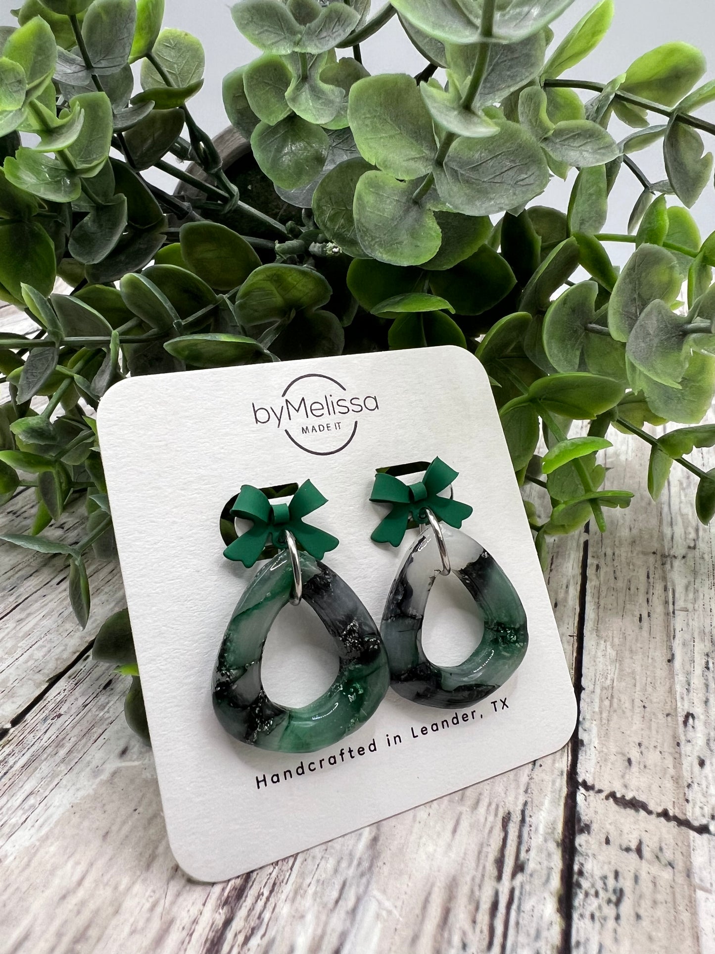 Cedar Park High School earrings, green and black CPHS spirit jewelry, Timberwolves game day accessory