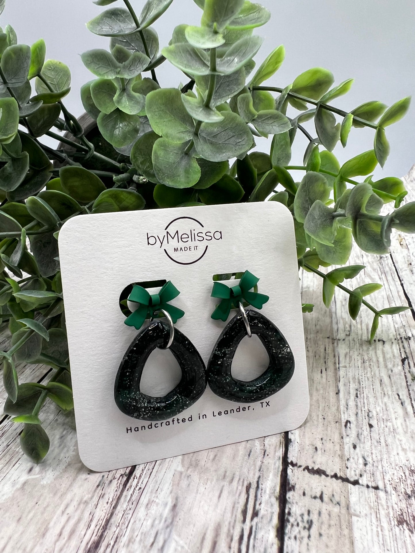 Cedar Park High School earrings, green and black CPHS spirit jewelry, Timberwolves game day accessory