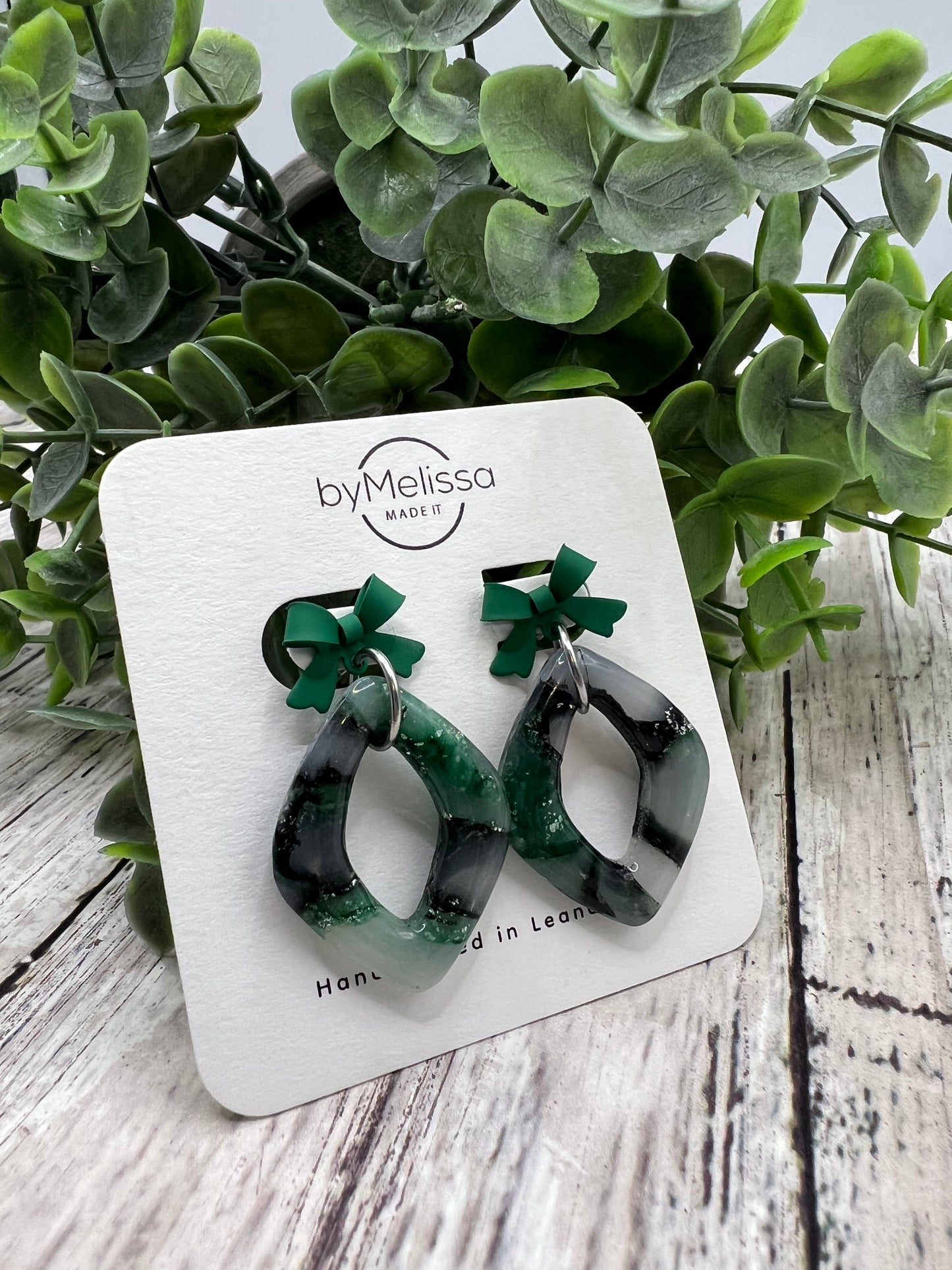 Cedar Park High School earrings, green and black CPHS spirit jewelry, Timberwolves game day accessory