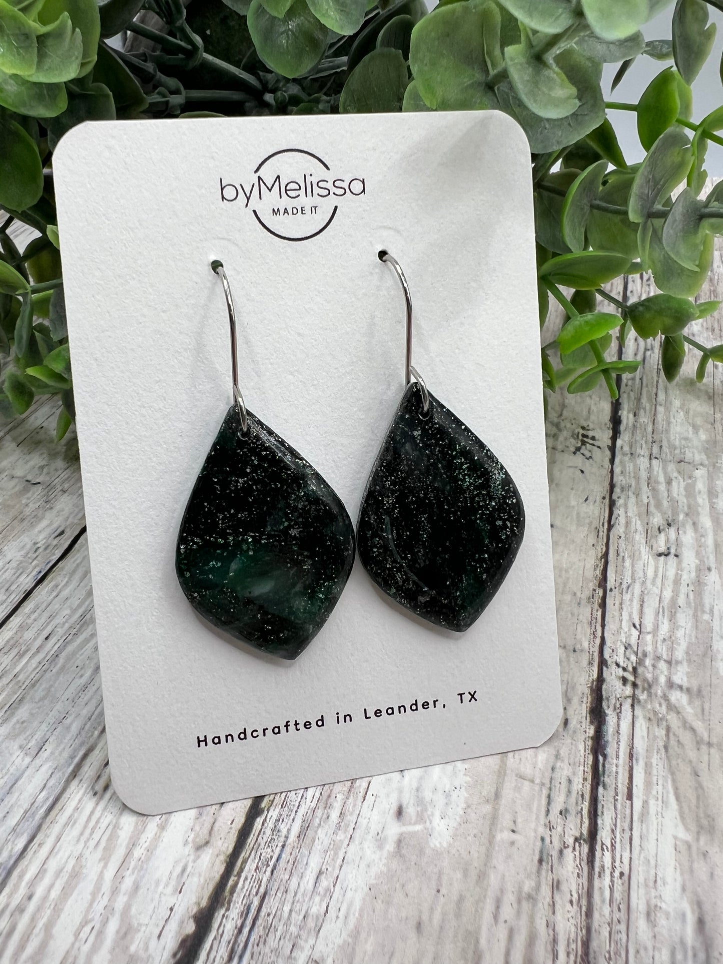 Cedar Park High School earrings, green and black CPHS spirit jewelry, Timberwolves game day accessory