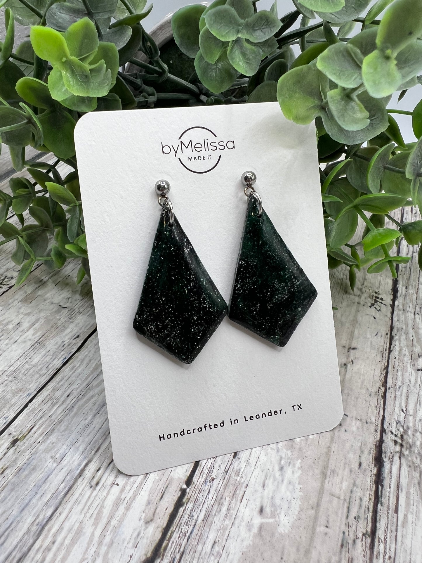 Cedar Park High School earrings, green and black CPHS spirit jewelry, Timberwolves game day accessory