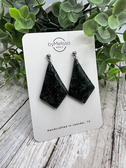 Cedar Park High School earrings, green and black CPHS spirit jewelry, Timberwolves game day accessory