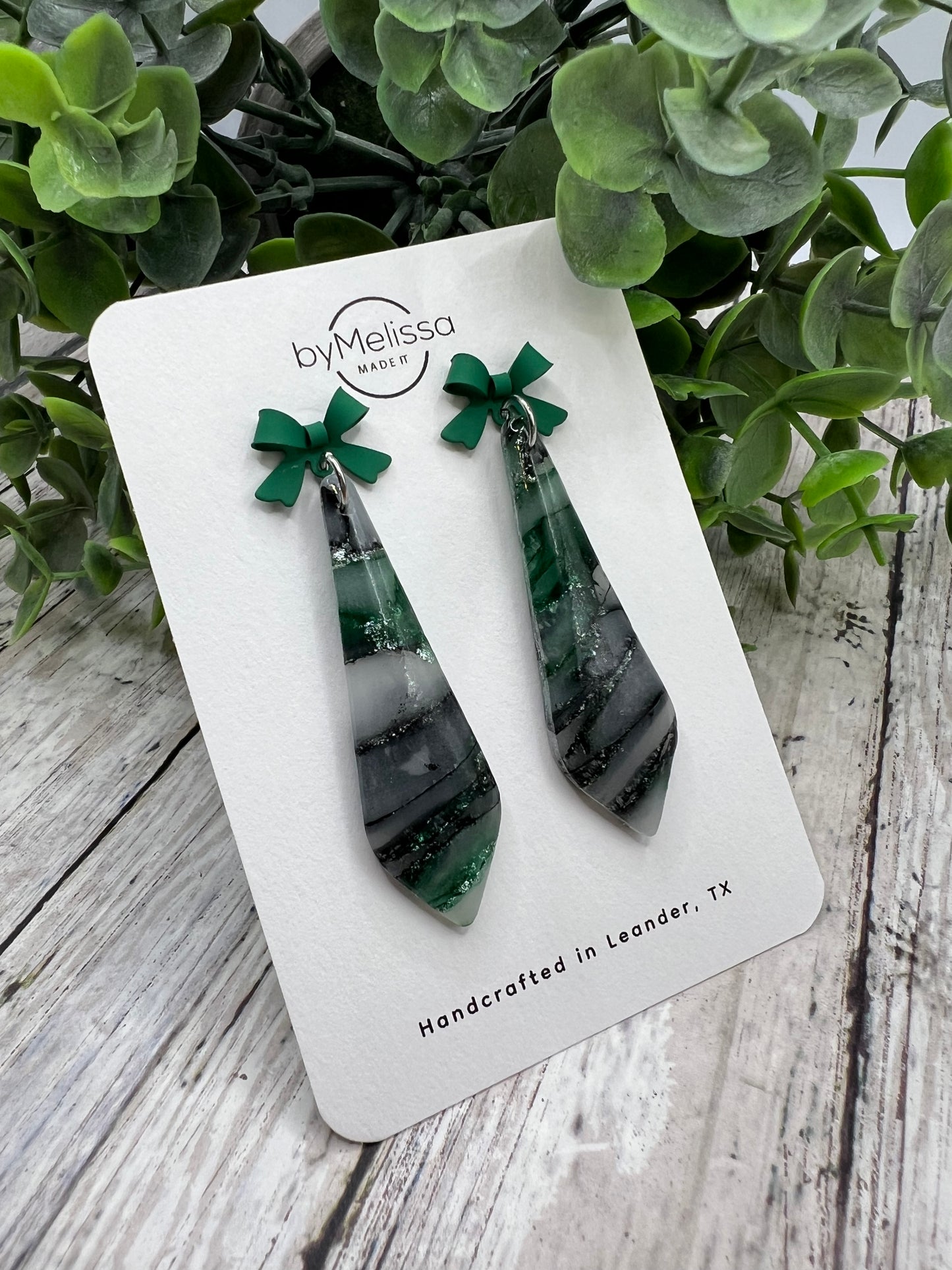 Cedar Park High School earrings, green and black CPHS spirit jewelry, Timberwolves game day accessory