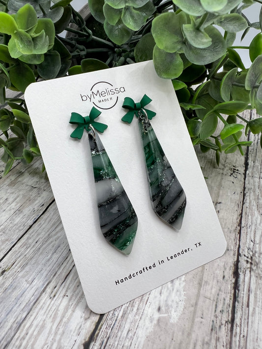 Cedar Park High School earrings, green and black CPHS spirit jewelry, Timberwolves game day accessory
