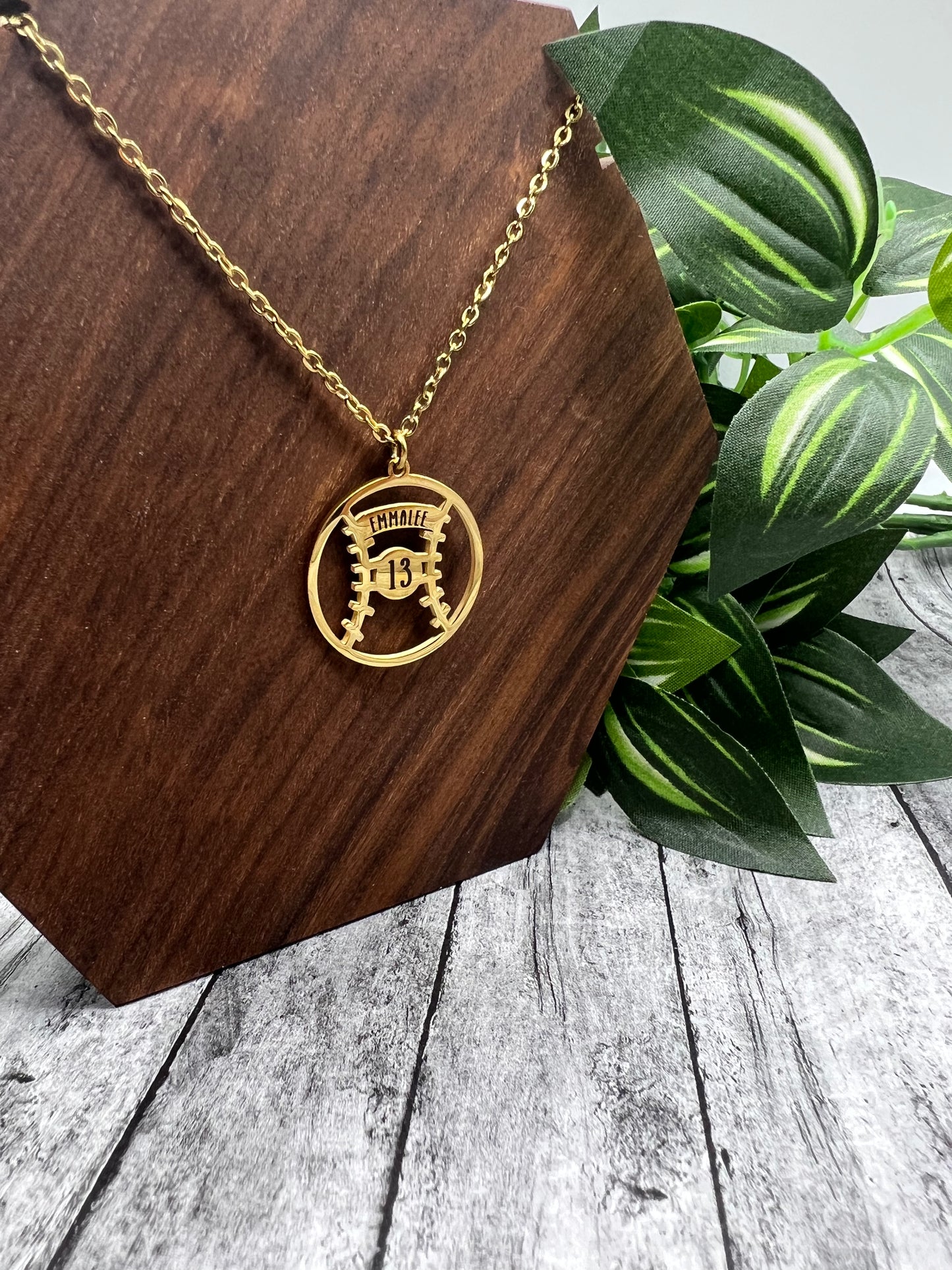 Engraved Baseball/Softball Pendant Necklace