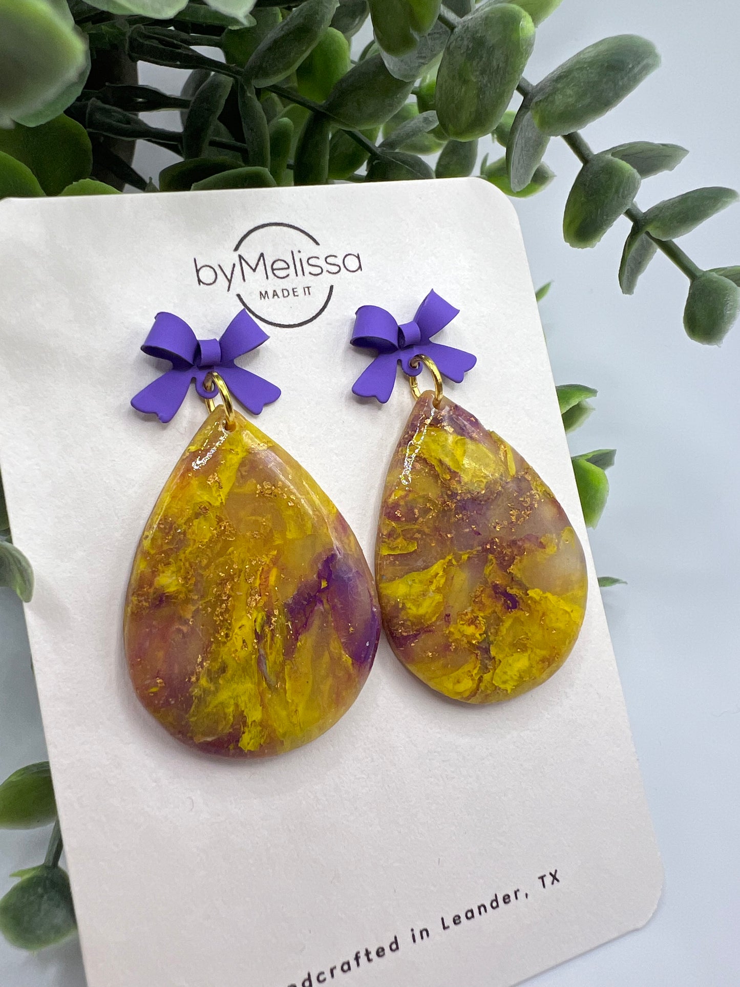 Liberty Hill Panther spirit wear earrings in purple and gold