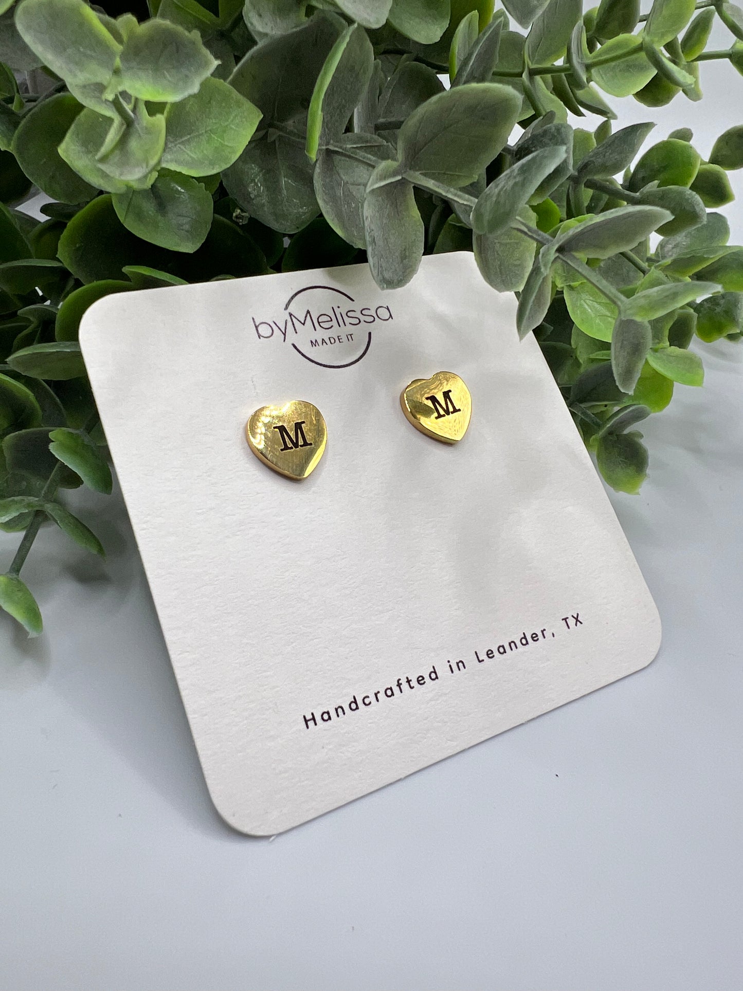 Engraved Heart Studs
