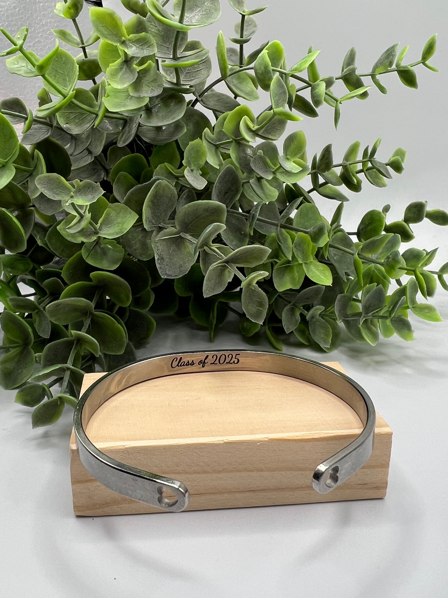 Engraved Flat Bangle with Heart Cutouts