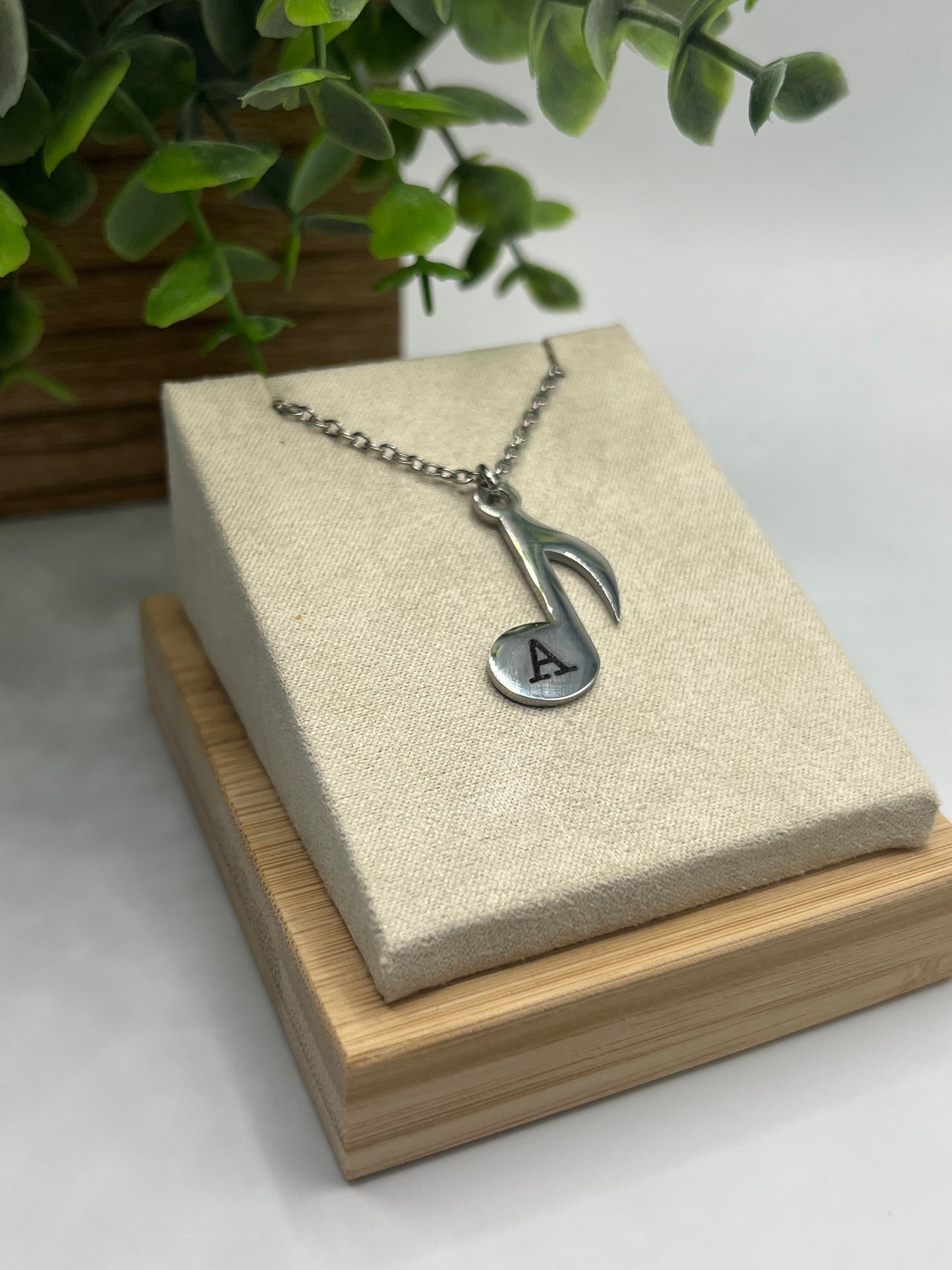 Engraved Single Music Note Pendant Necklace