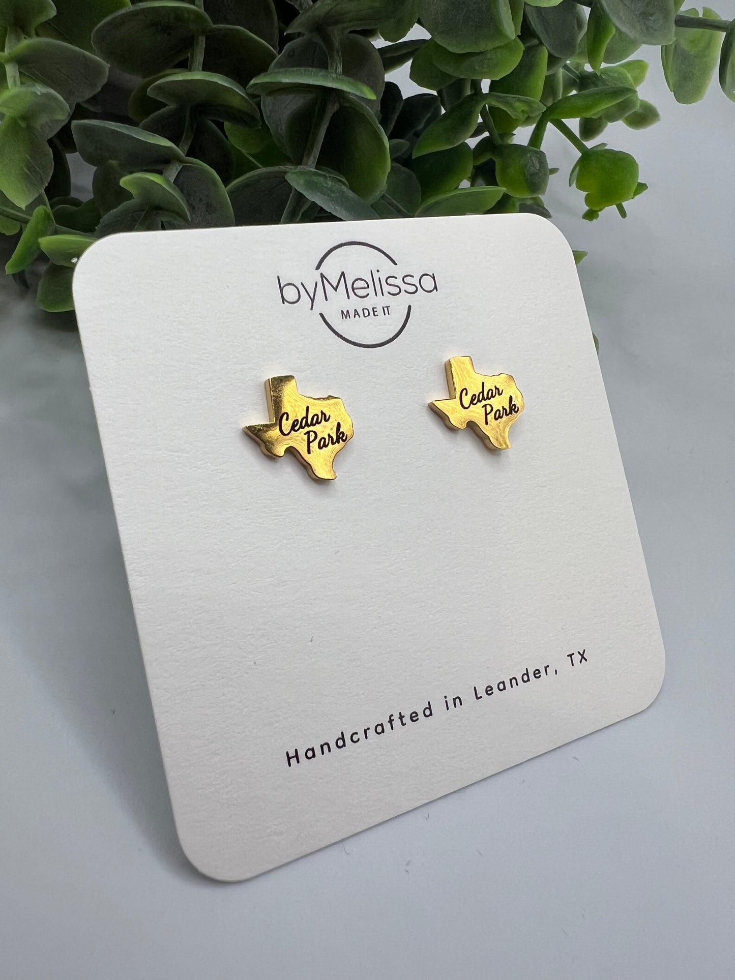 Engraved Texas Studs in Gold