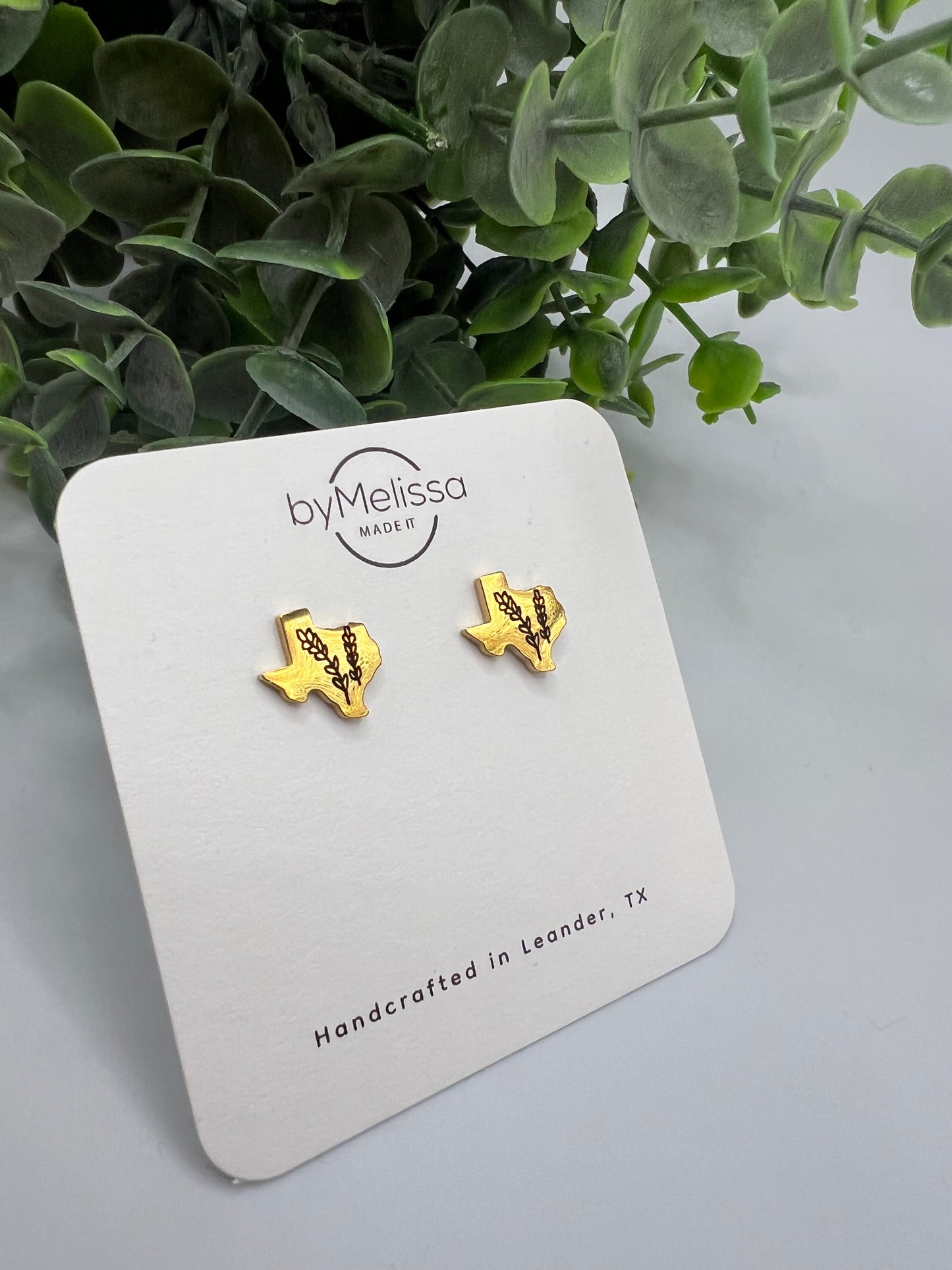 Engraved Texas Studs in Gold
