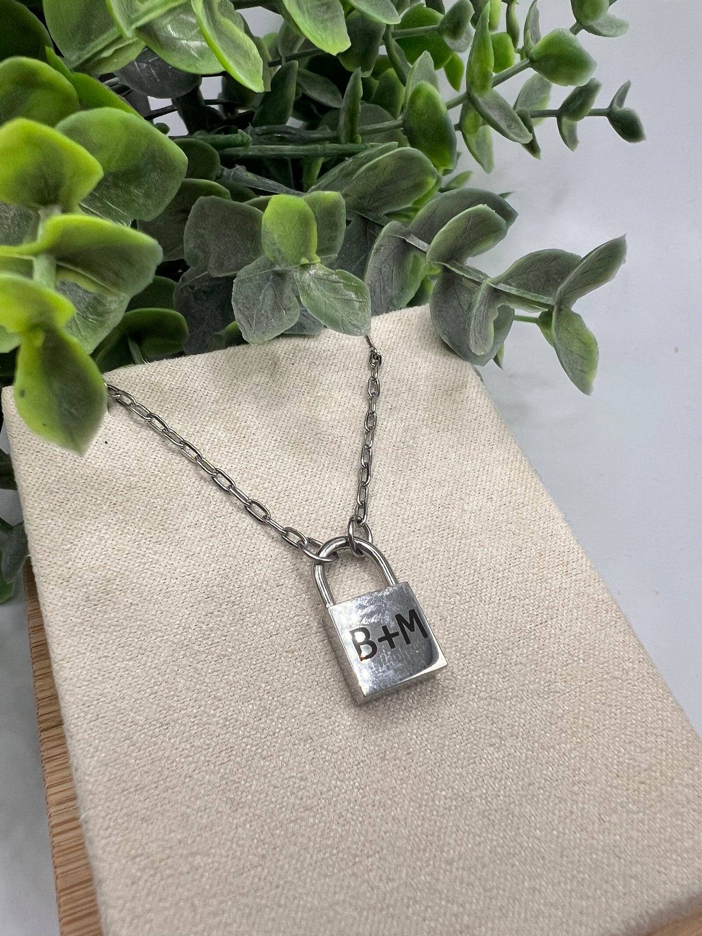 Engraved Petite Lock Pendant Necklace